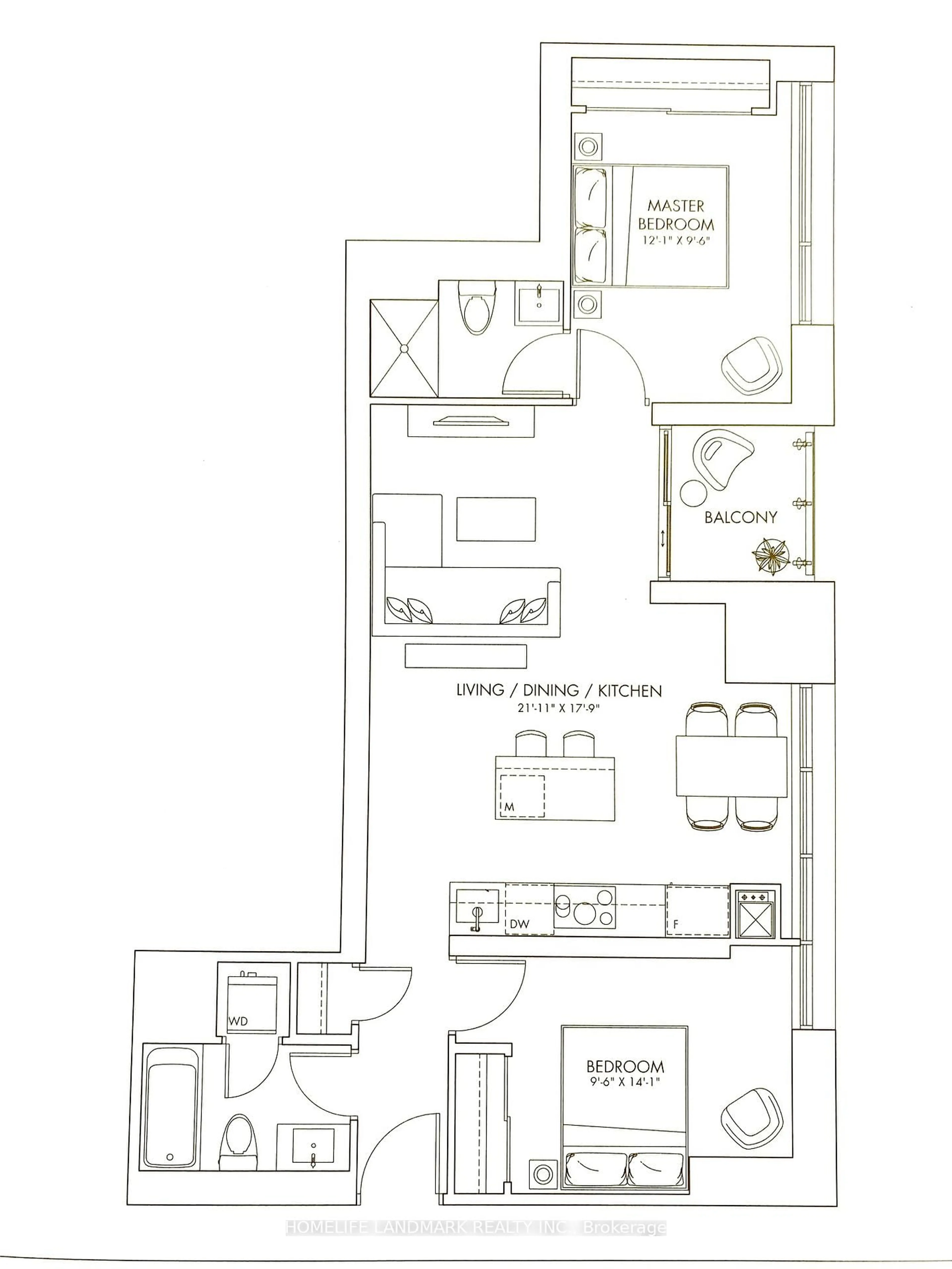 Floor plan for 501 Adelaide St #1101, Toronto Ontario M5V 1T4