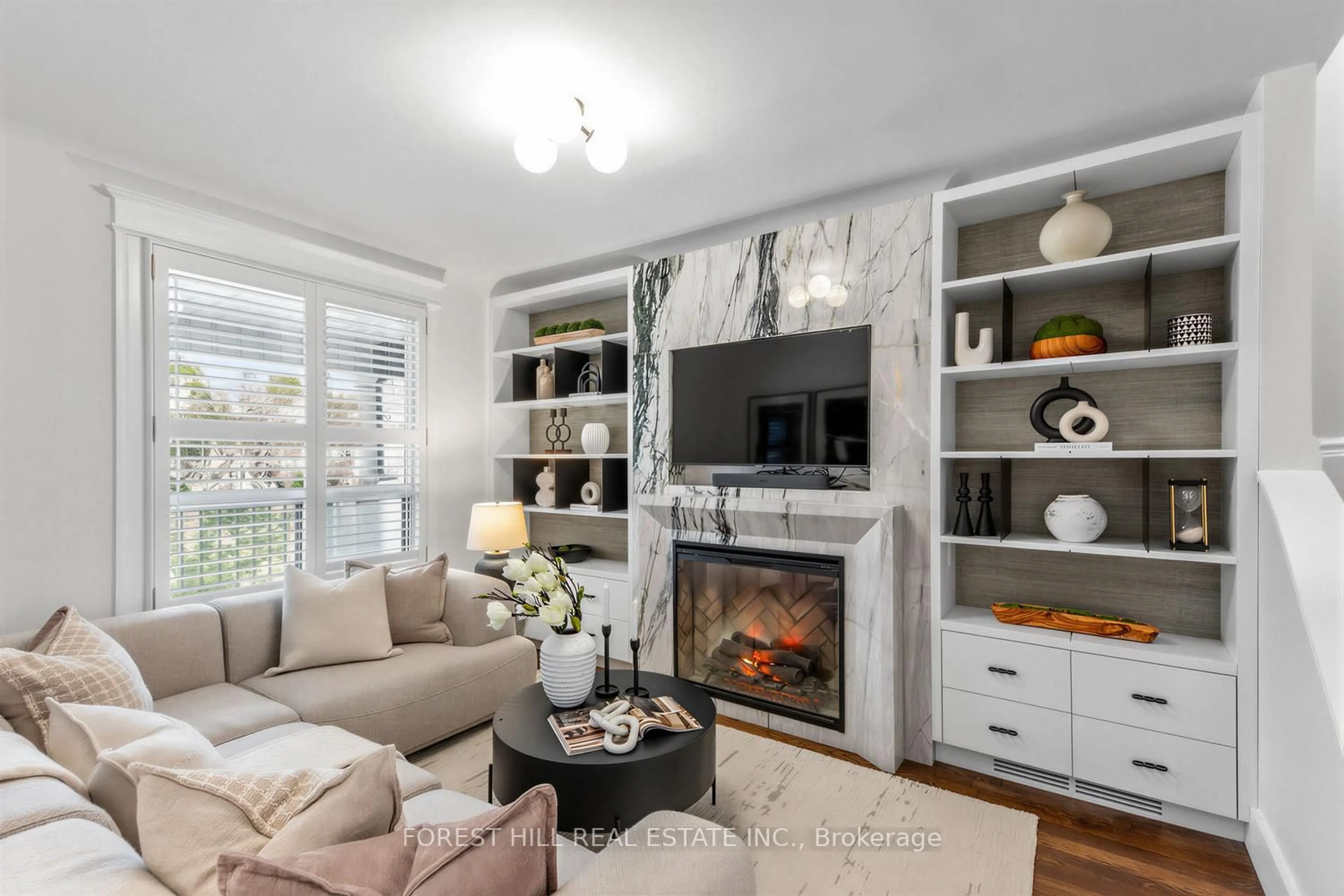 Living room with furniture, wood/laminate floor for 97 Olive Ave, Toronto Ontario M6G 1V2