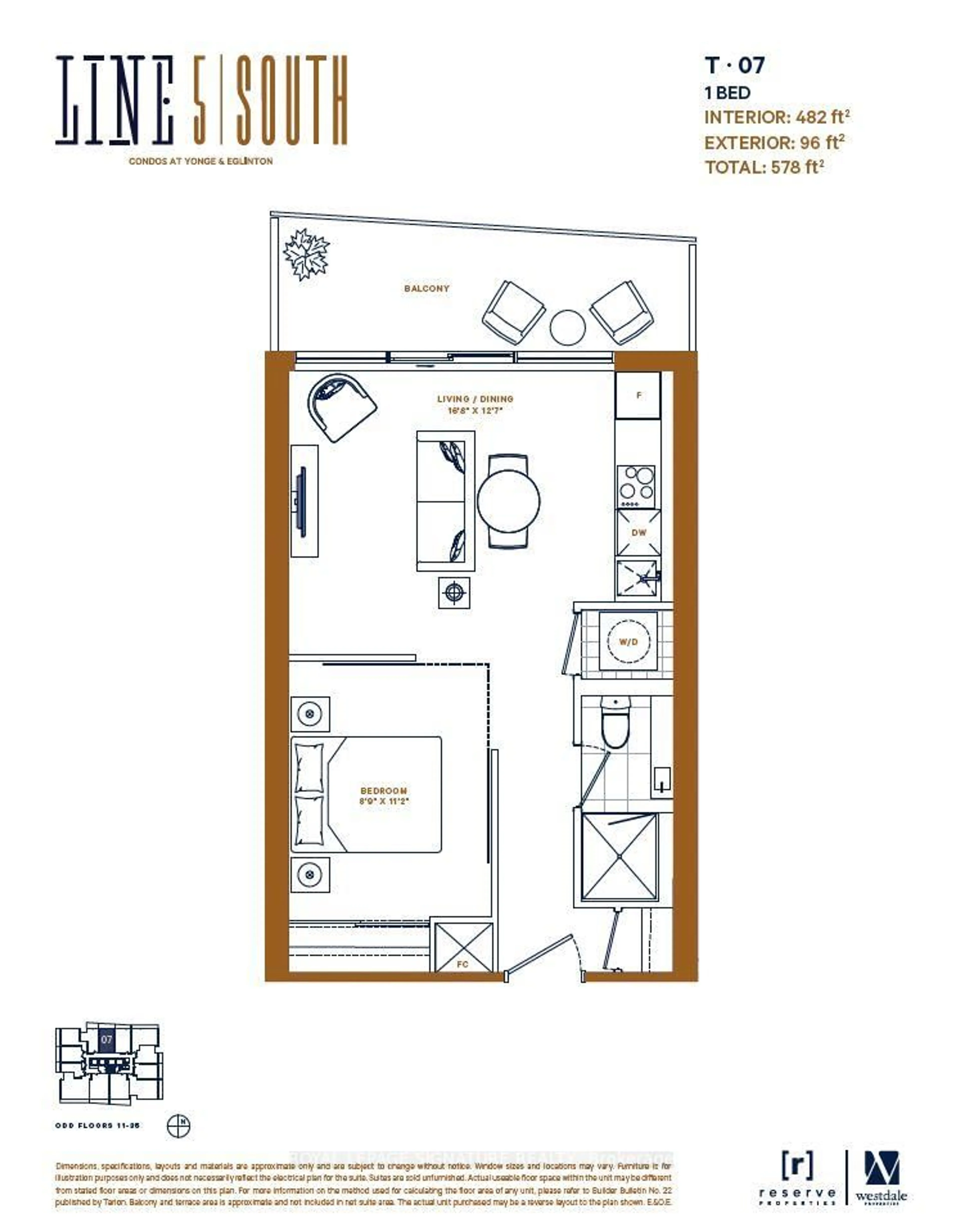 Floor plan for 127 Broadway Ave #2307, Toronto Ontario M4P 1V4