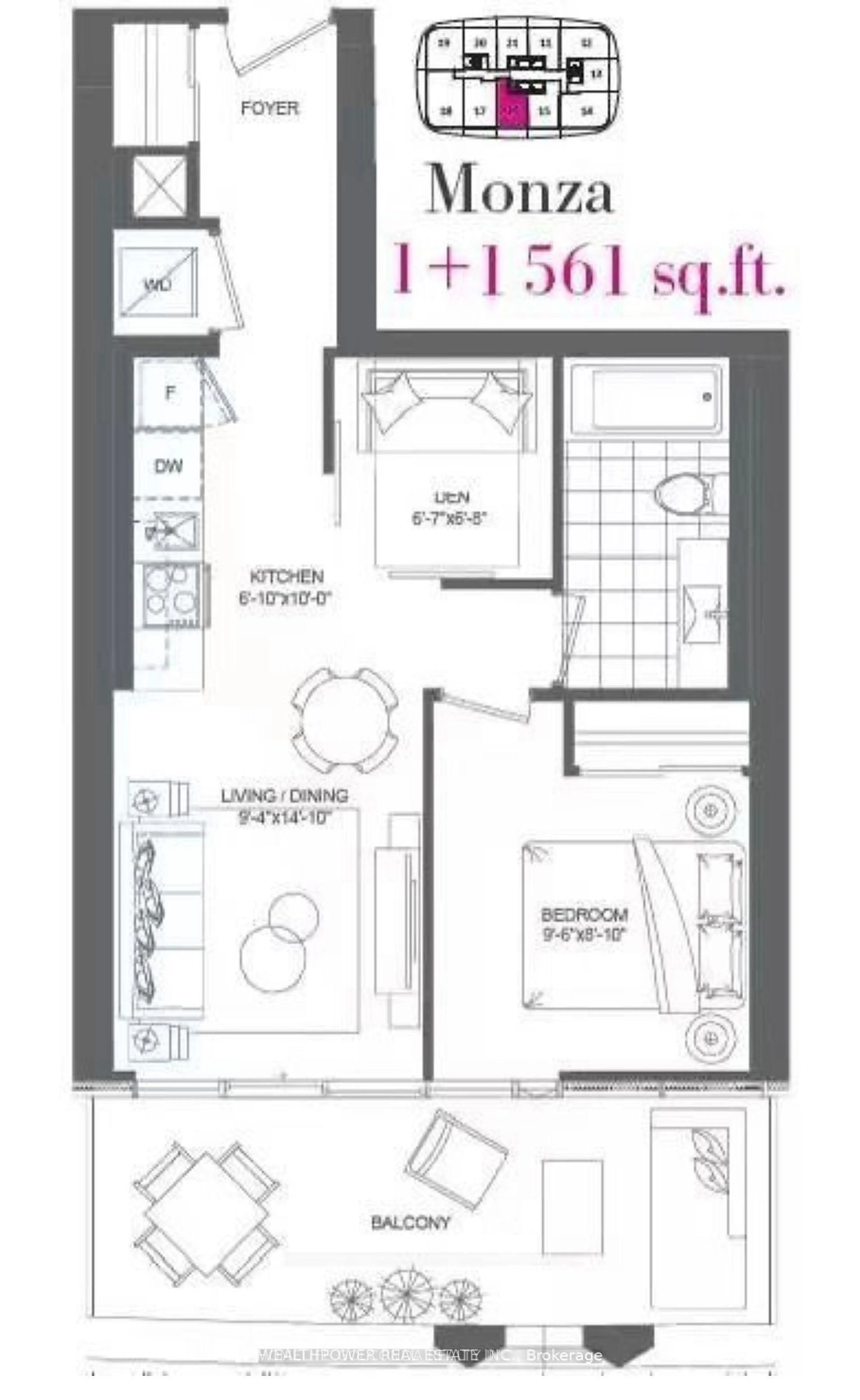 Floor plan for 230 simcoe St #2516, Toronto Ontario M5T 0G7