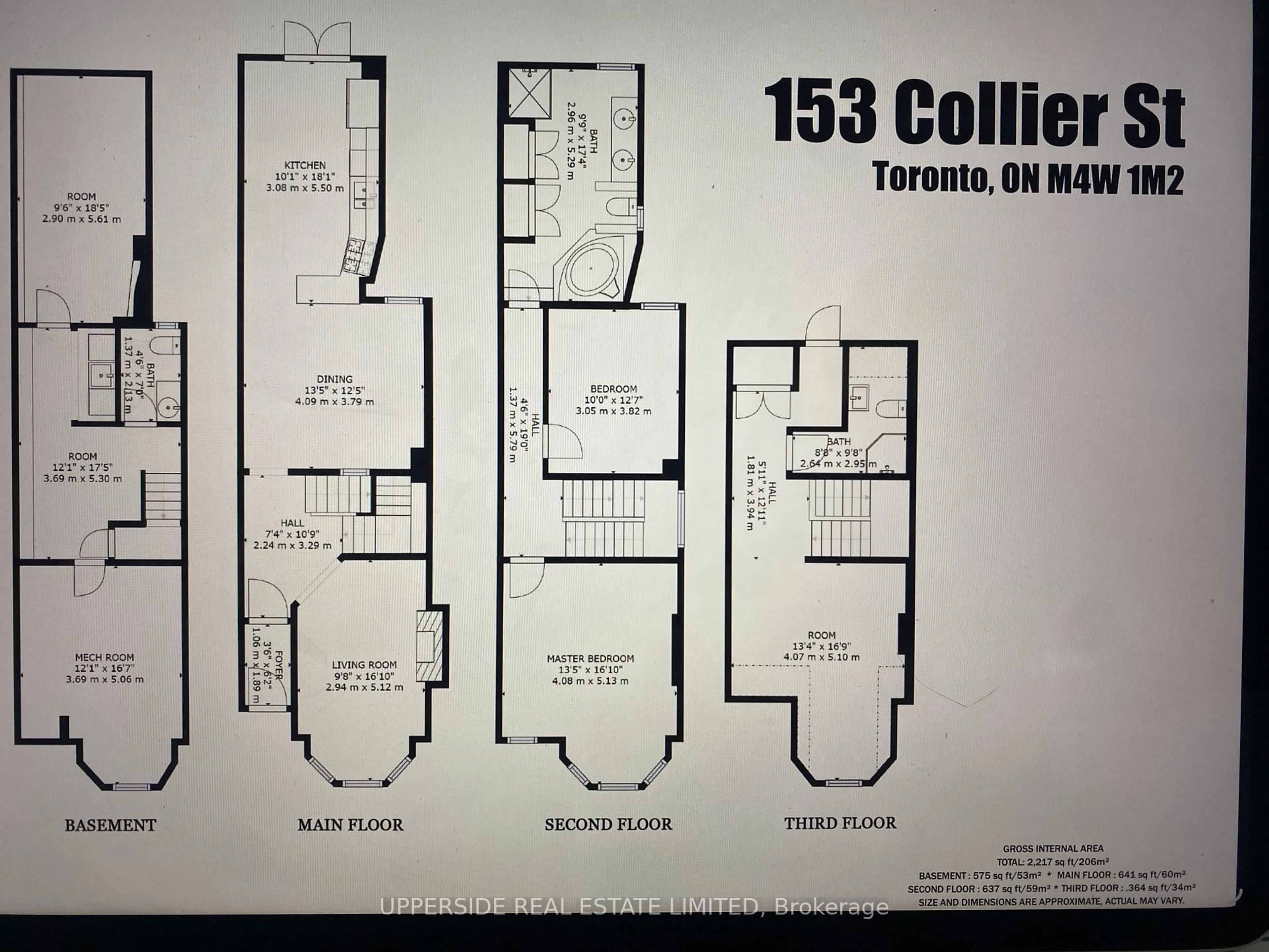 Floor plan for 153 Collier St, Toronto Ontario M4W 1M2