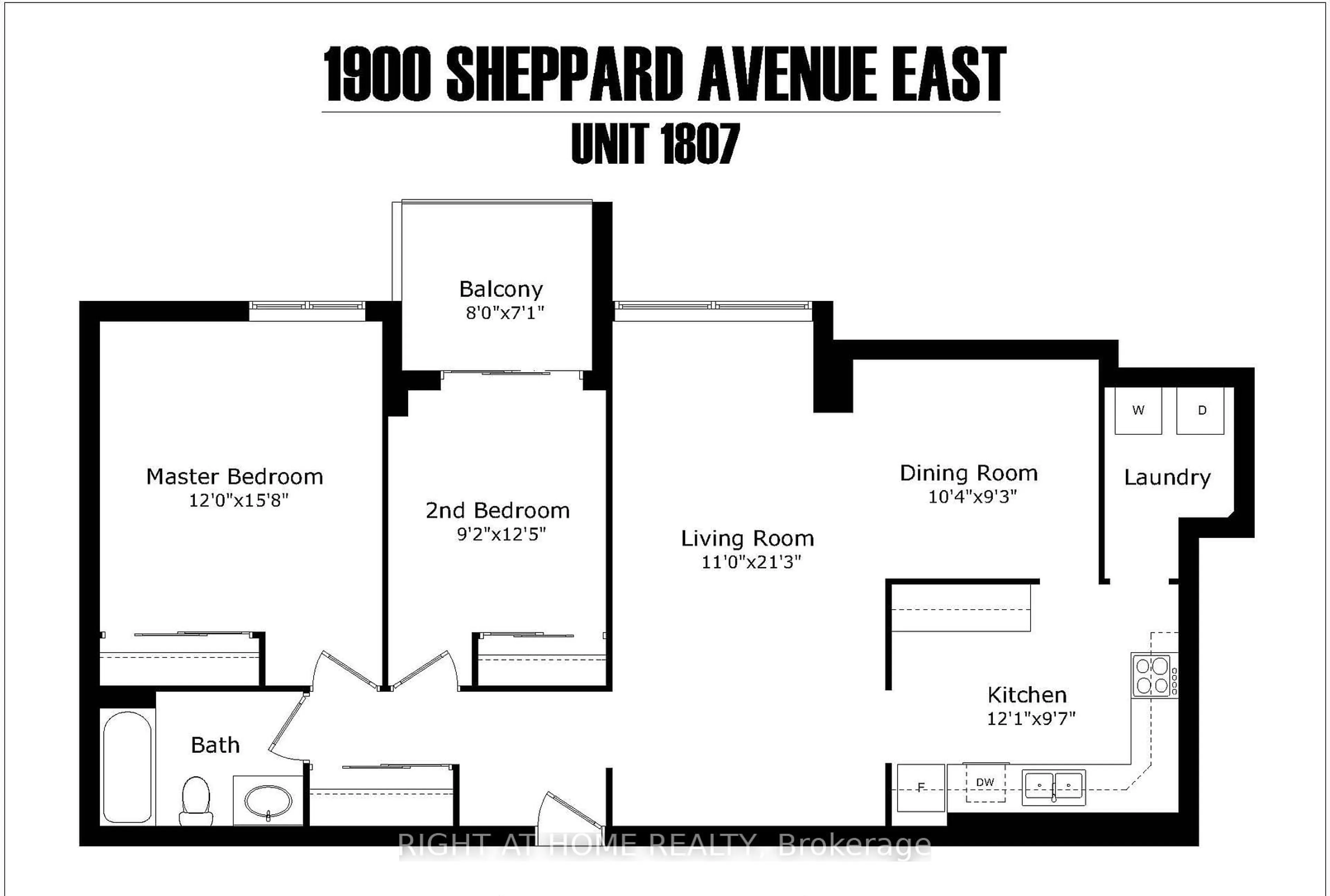 Floor plan for 1900 Sheppard Ave #1807, Toronto Ontario M2J 4T4