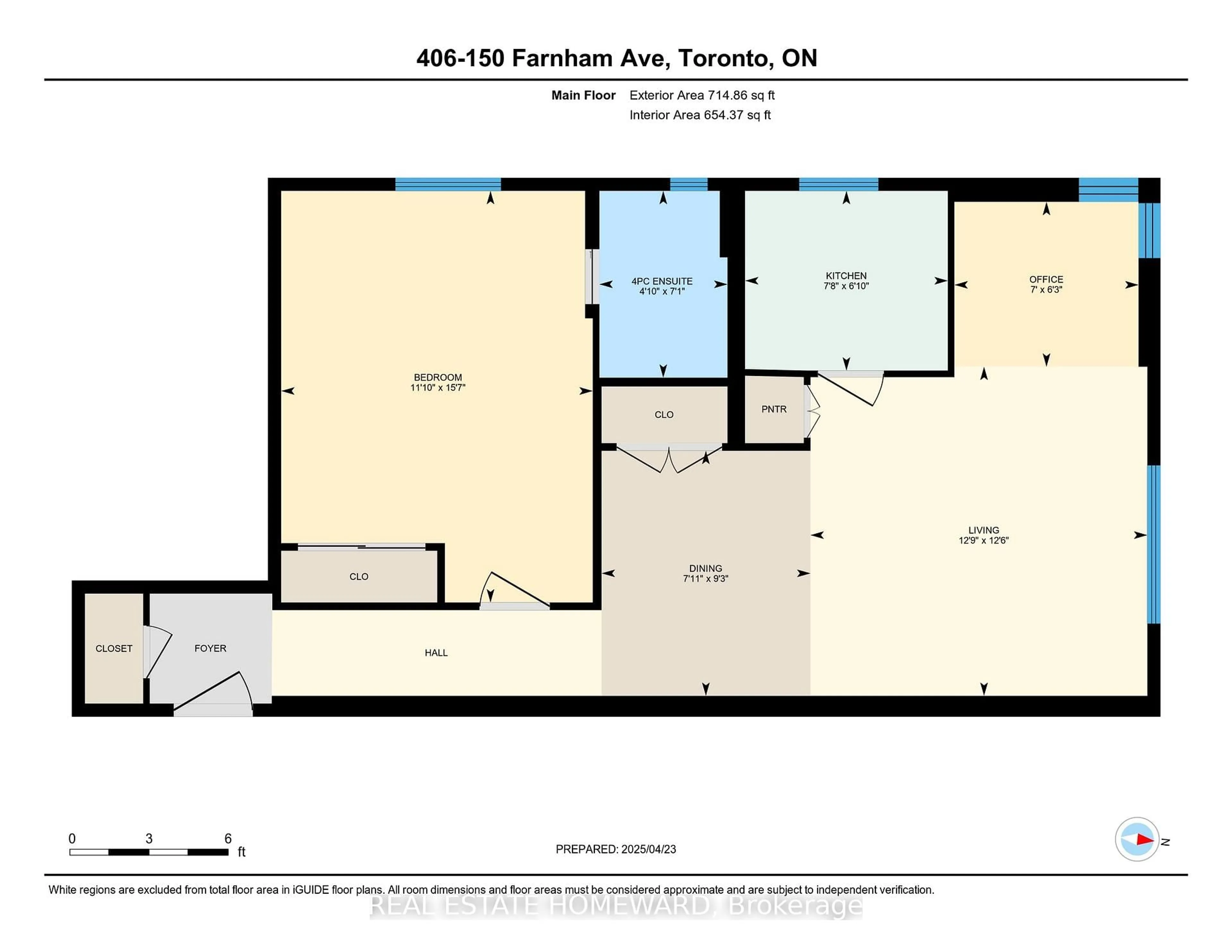 Floor plan for 150 Farnham Ave #406, Toronto Ontario M4V 1H5
