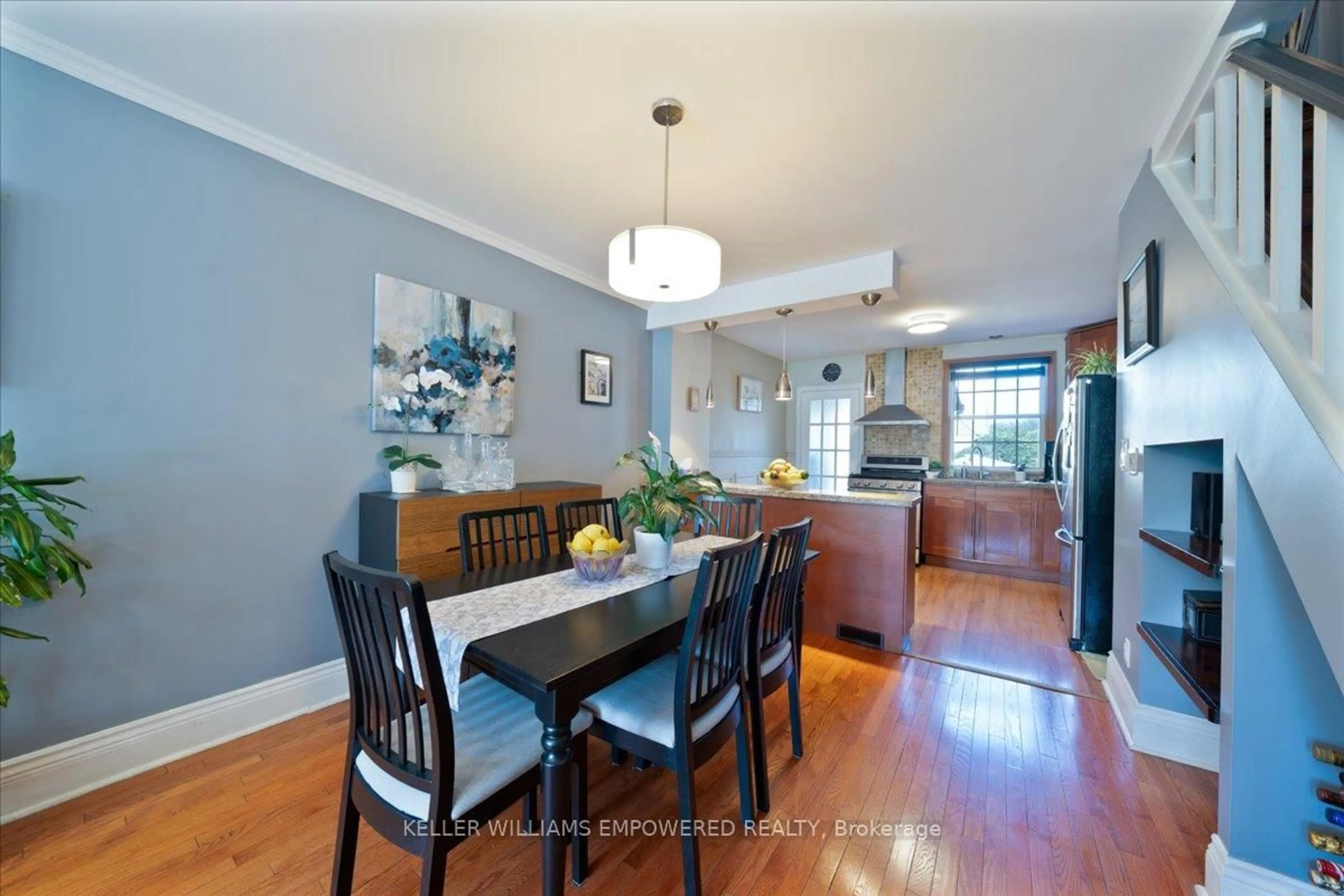 Dining room, wood/laminate floor for 638 Winona Dr, Toronto Ontario M6C 3V6