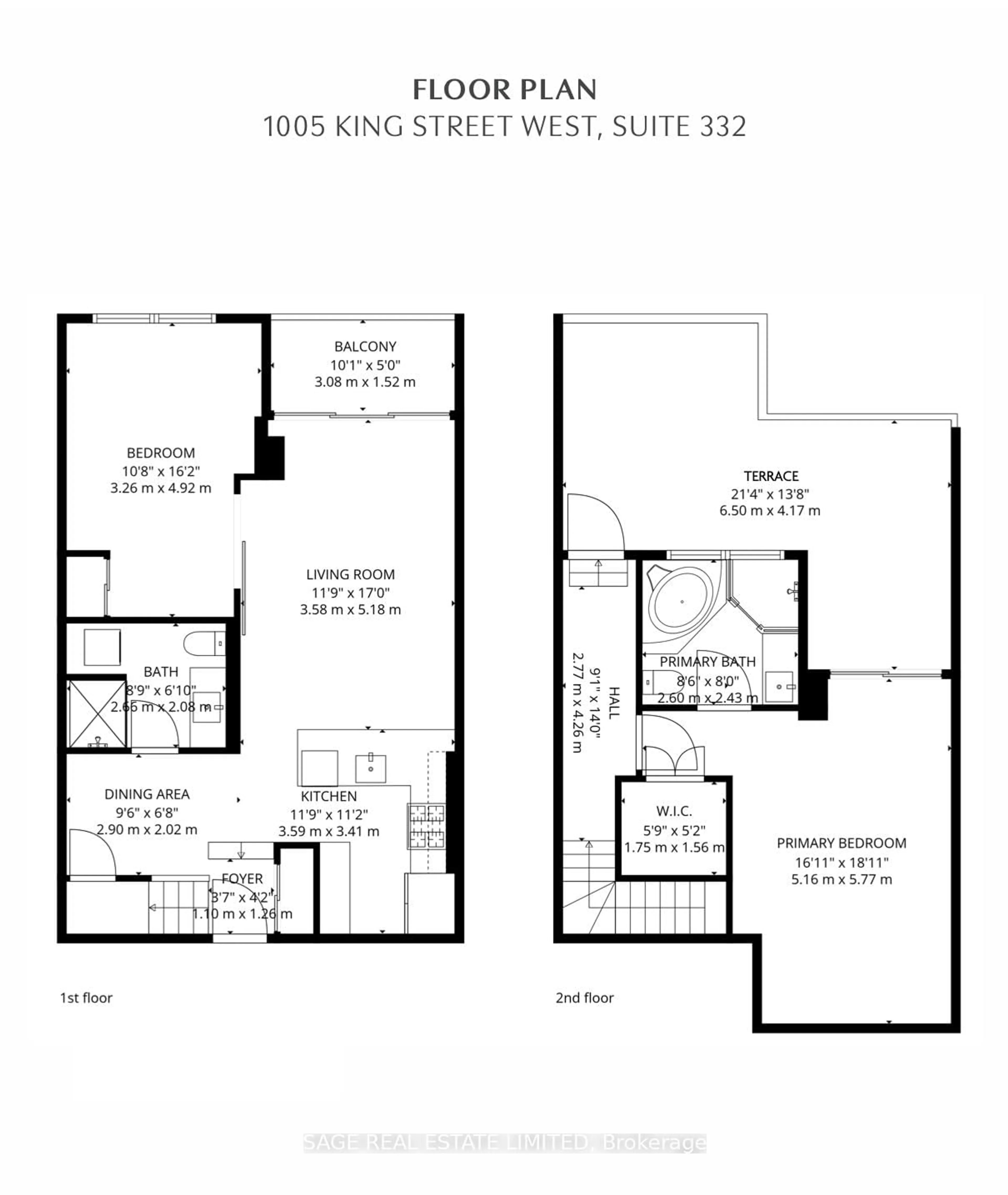 Floor plan for 1005 King St #332, Toronto Ontario M6K 3M8