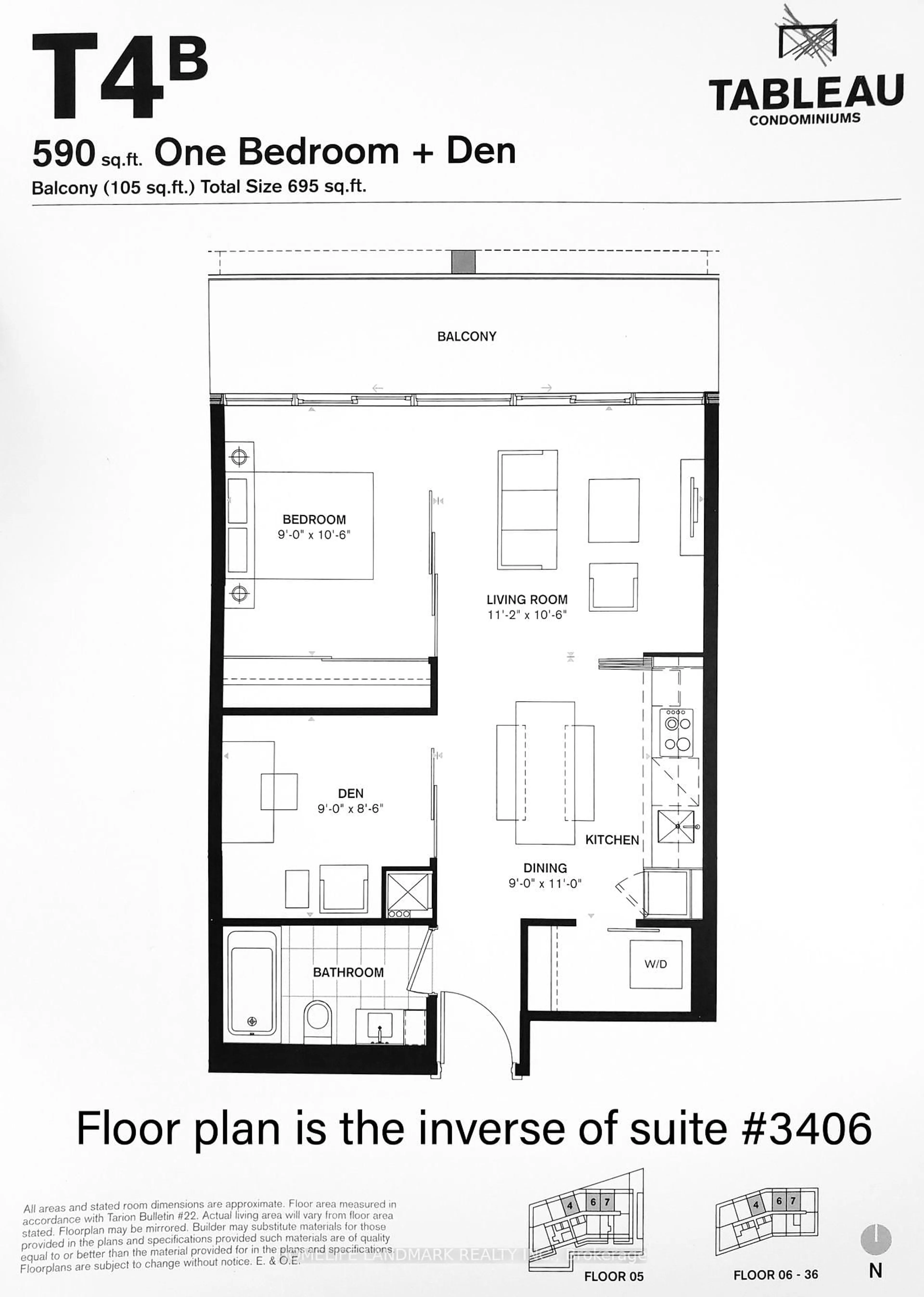 Floor plan for 125 Peter St #3406, Toronto Ontario M5V 0M2
