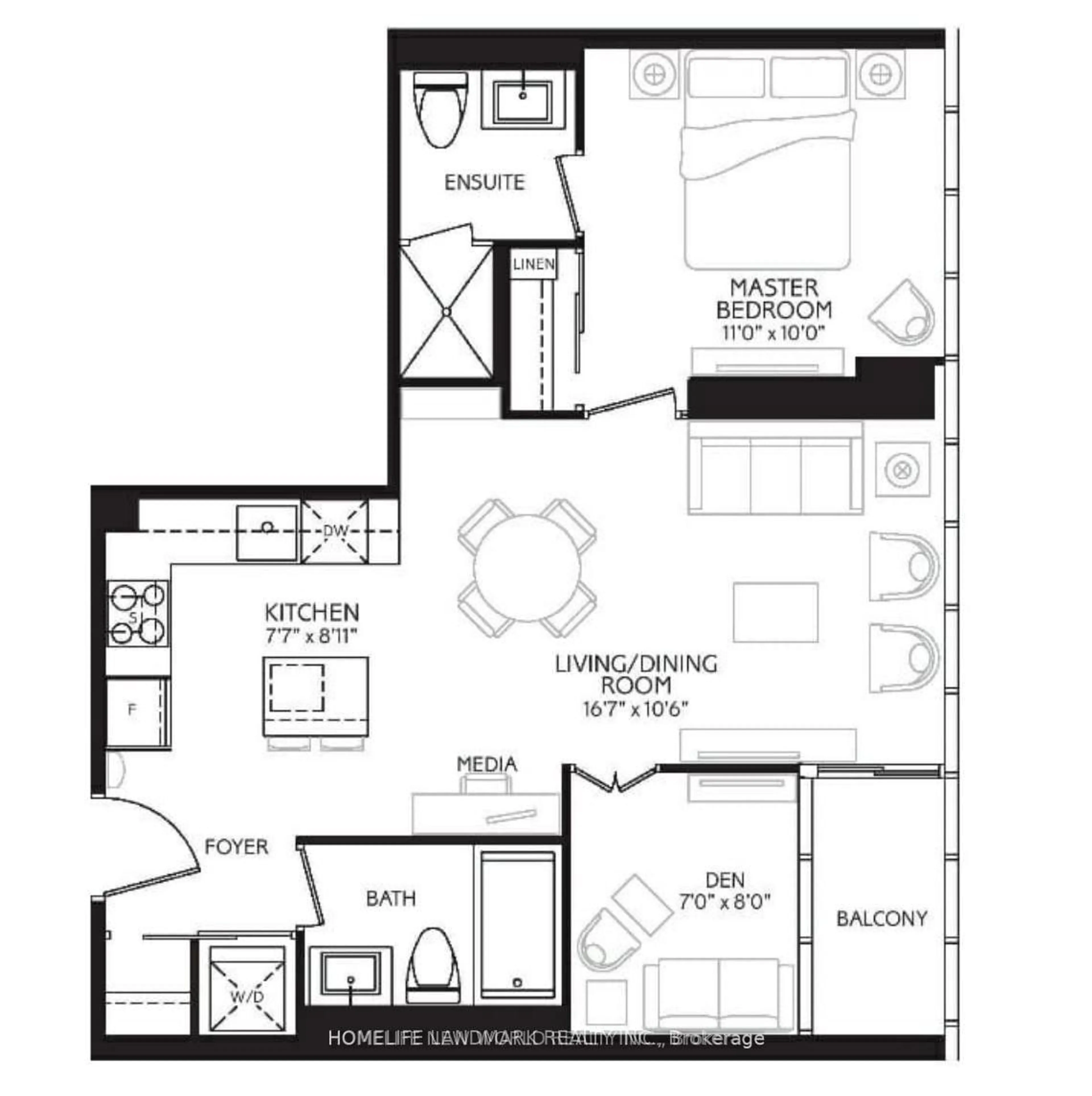 Floor plan for 11 Bogert Ave #2601, Toronto Ontario M2N 0H4