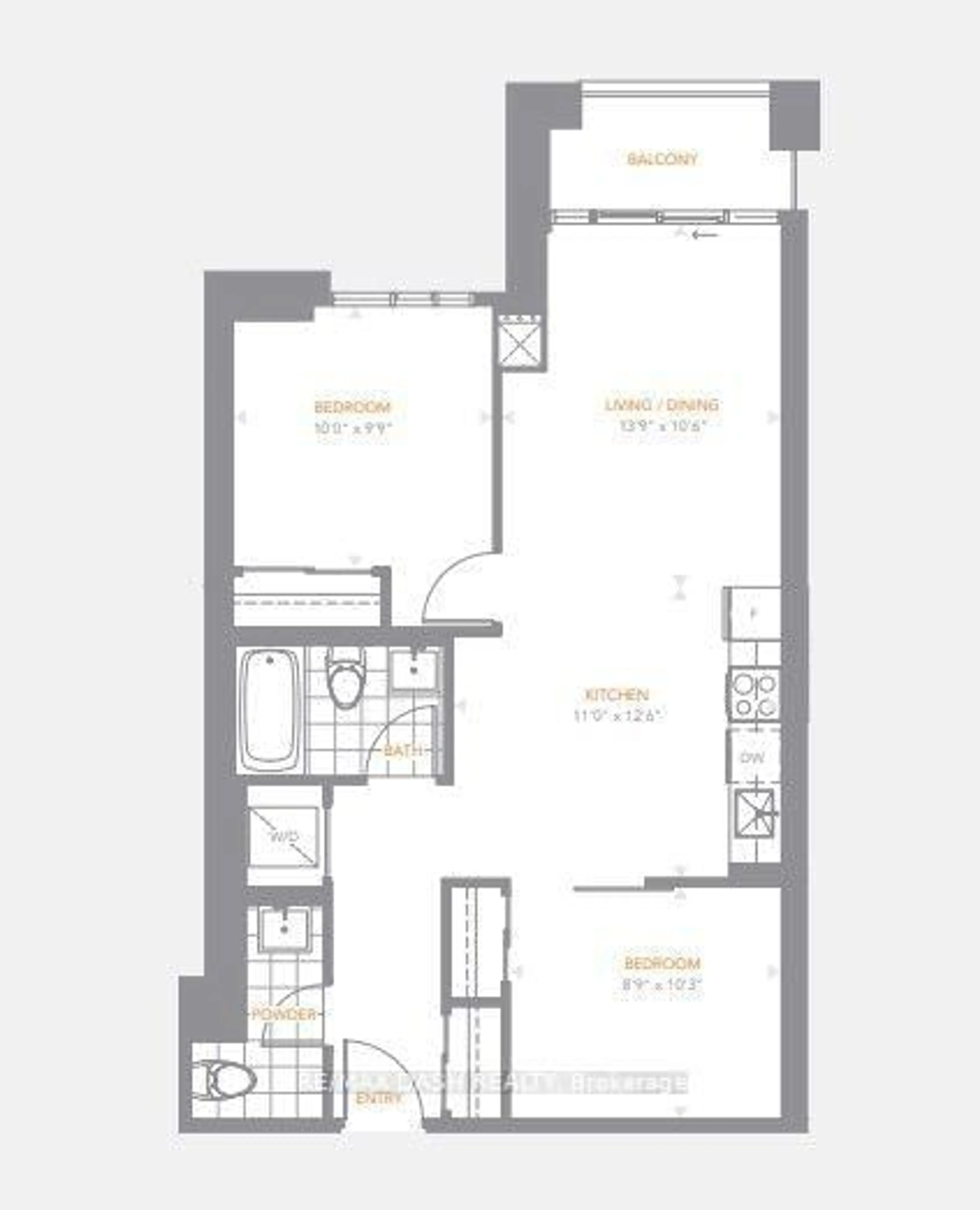 Floor plan for 295 Adelaide St #710, Toronto Ontario M5V 0L4