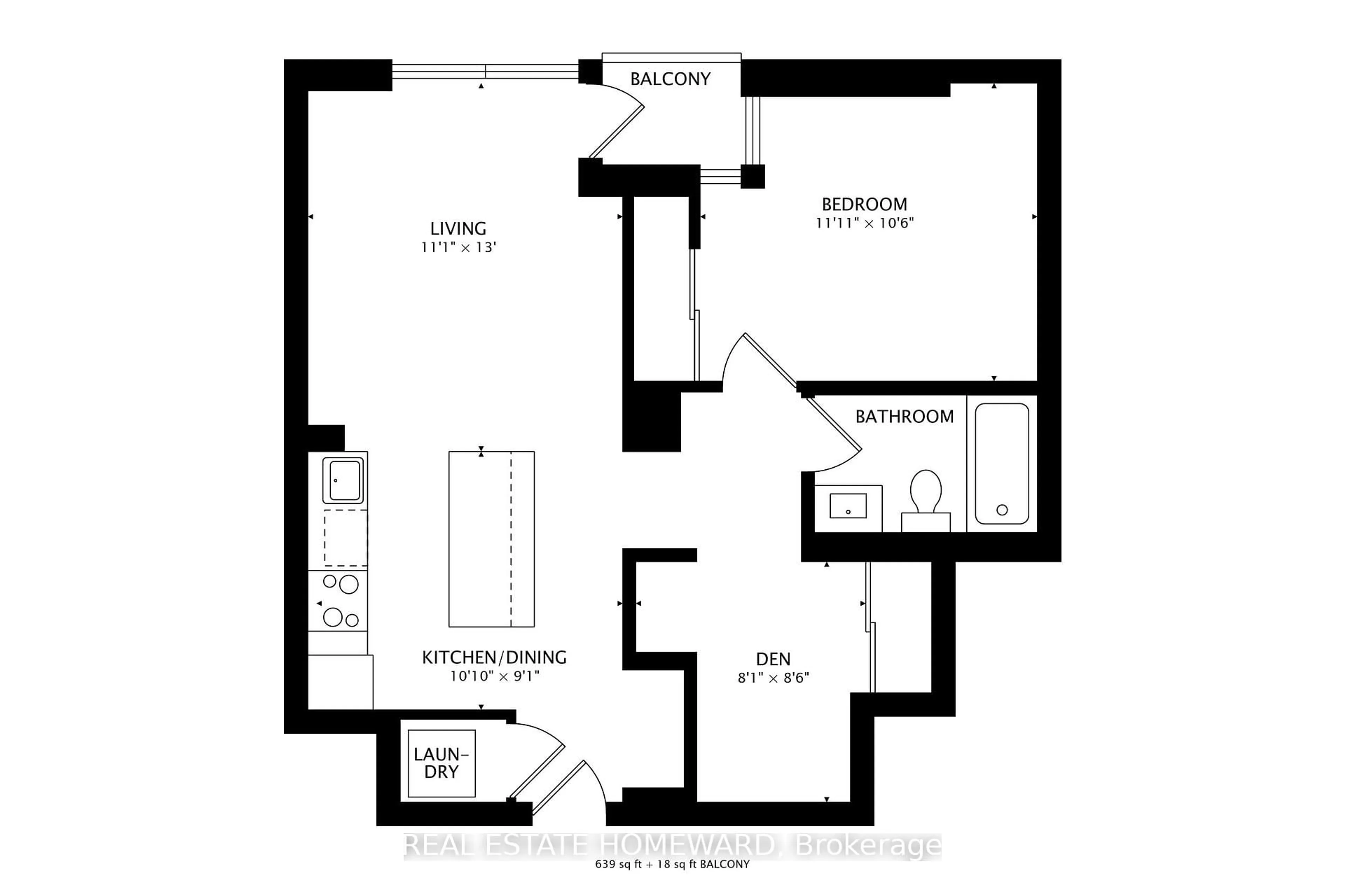 Floor plan for 15 Brunel Crt #505, Toronto Ontario M5V 3Y6