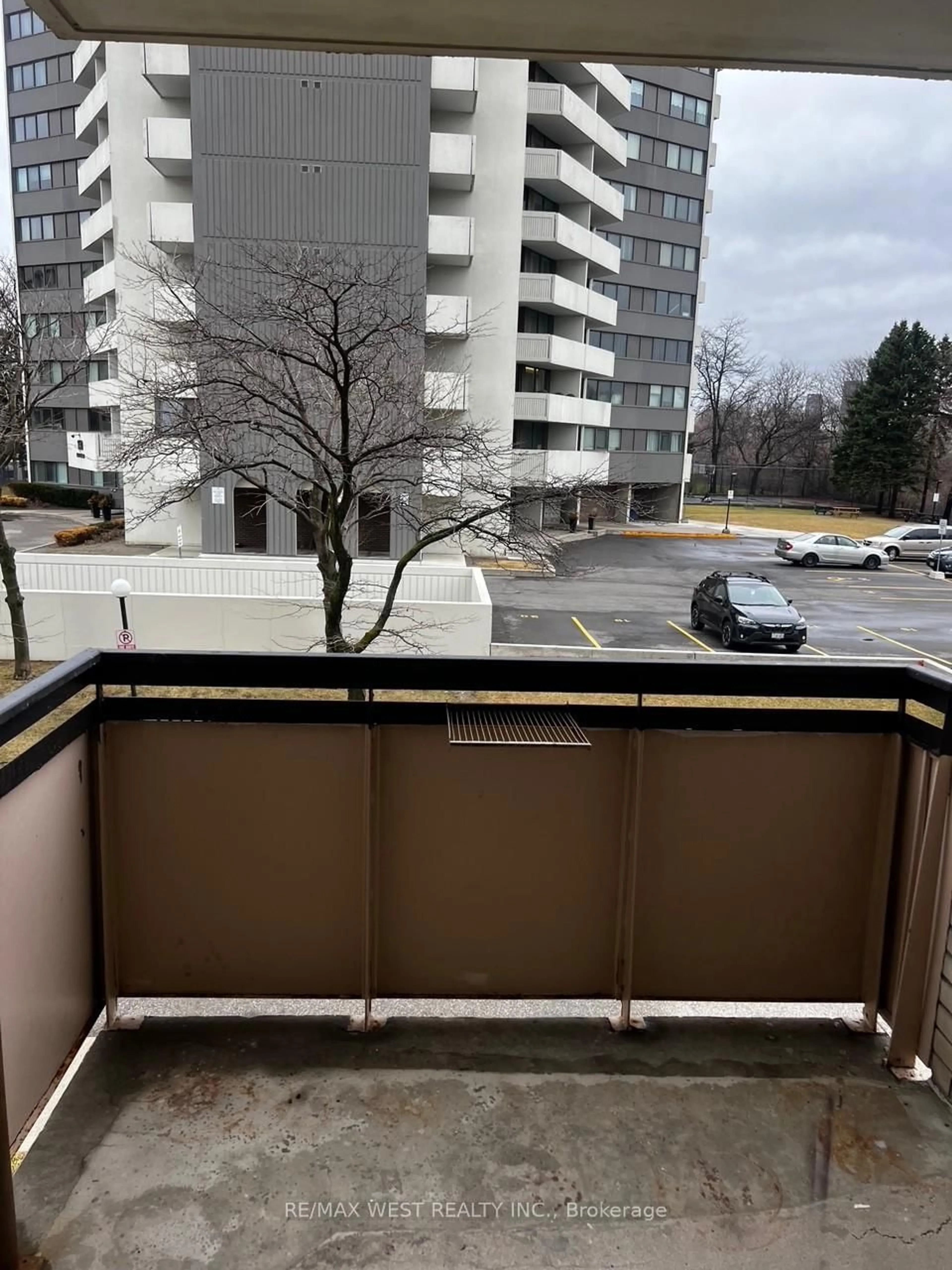 Balcony in the apartment, city buildings view from balcony for 130 Neptune Dr #202, Toronto Ontario M6A 1X5