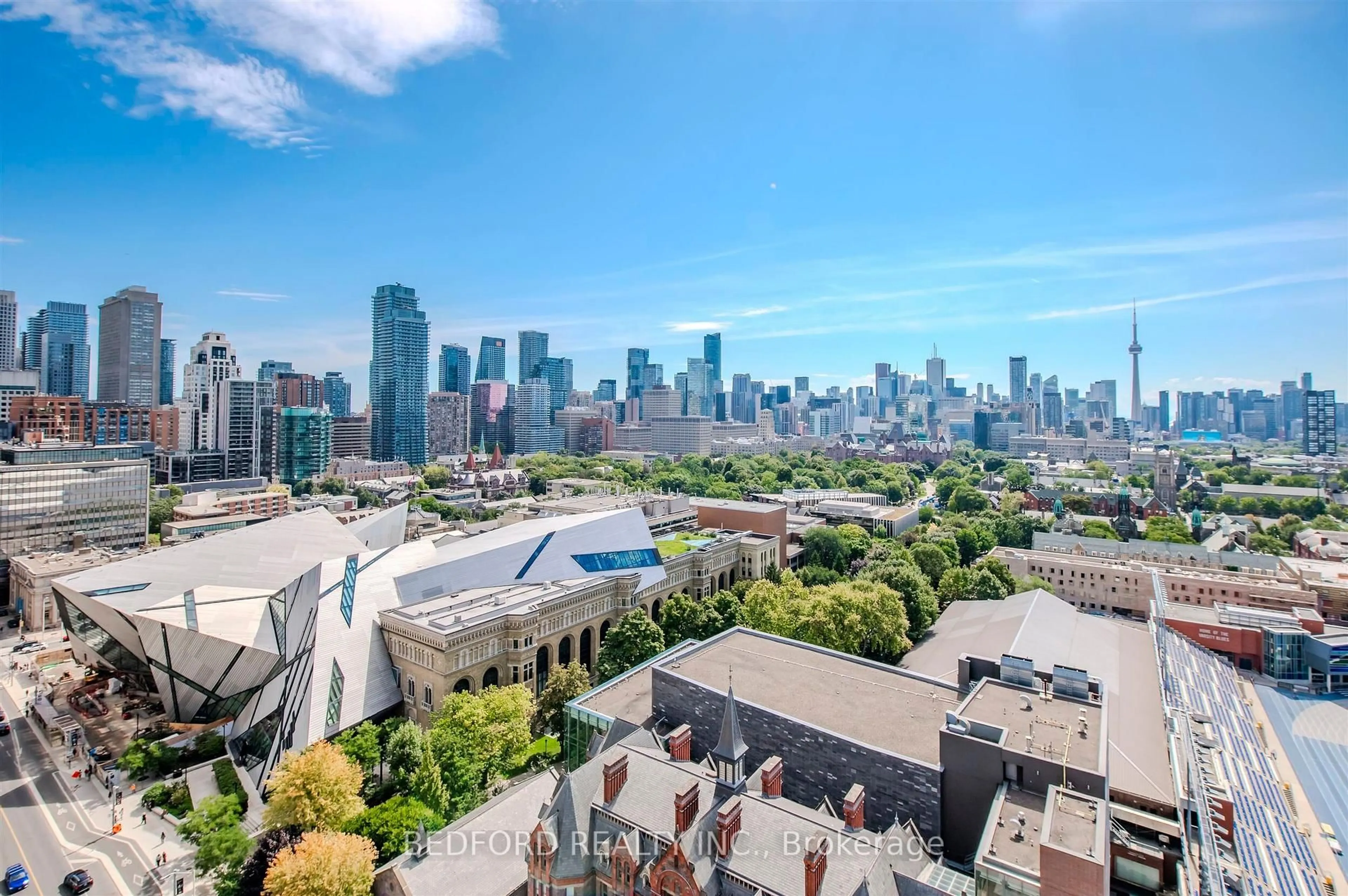 A pic from outside/outdoor area/front of a property/back of a property/a pic from drone, city buildings view from balcony for 1 Bedford Rd #2001, Toronto Ontario M5R 2B5