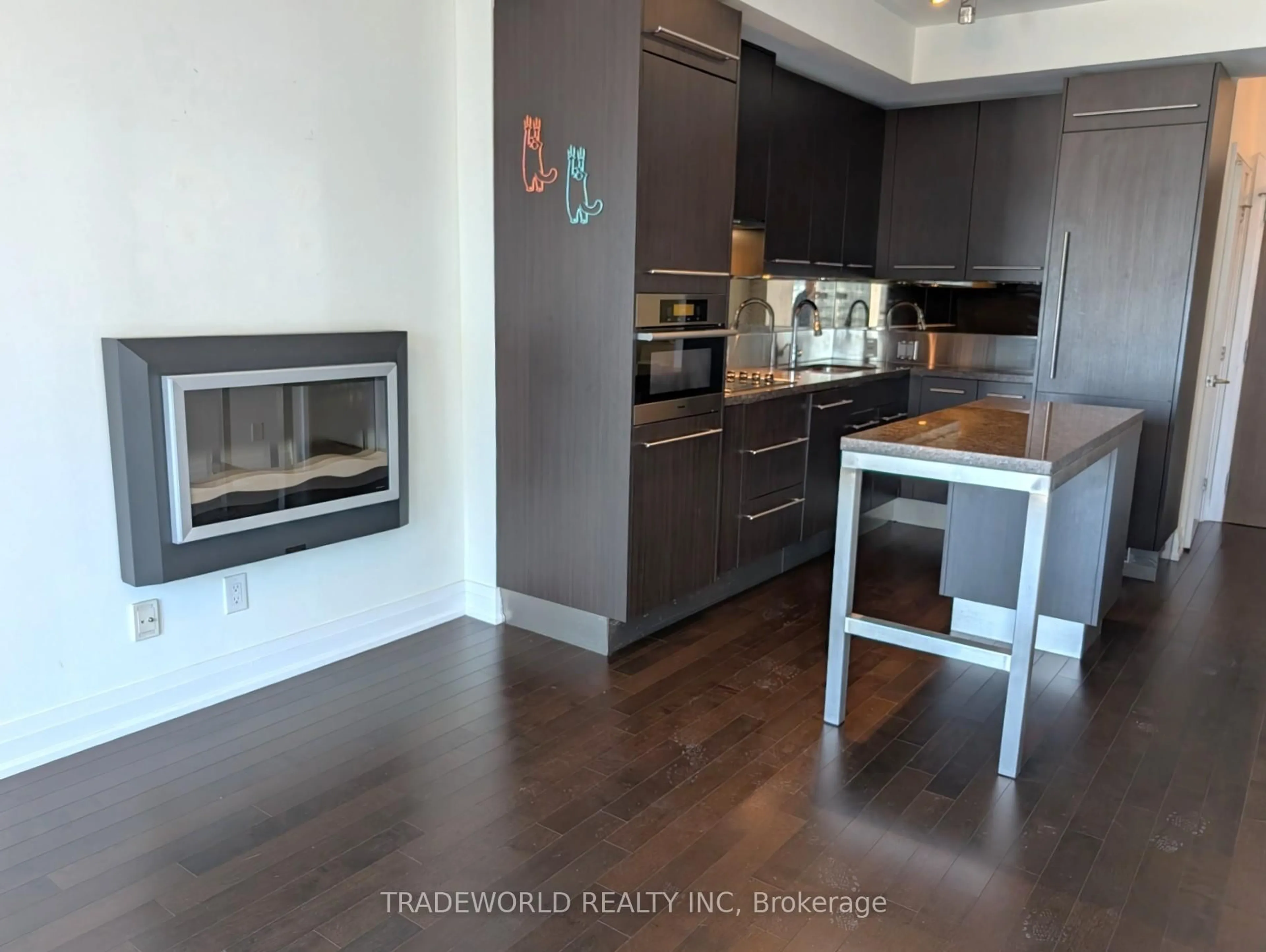 Contemporary kitchen, wood/laminate floor for 80 John St #2508, Toronto Ontario M5V 3X4
