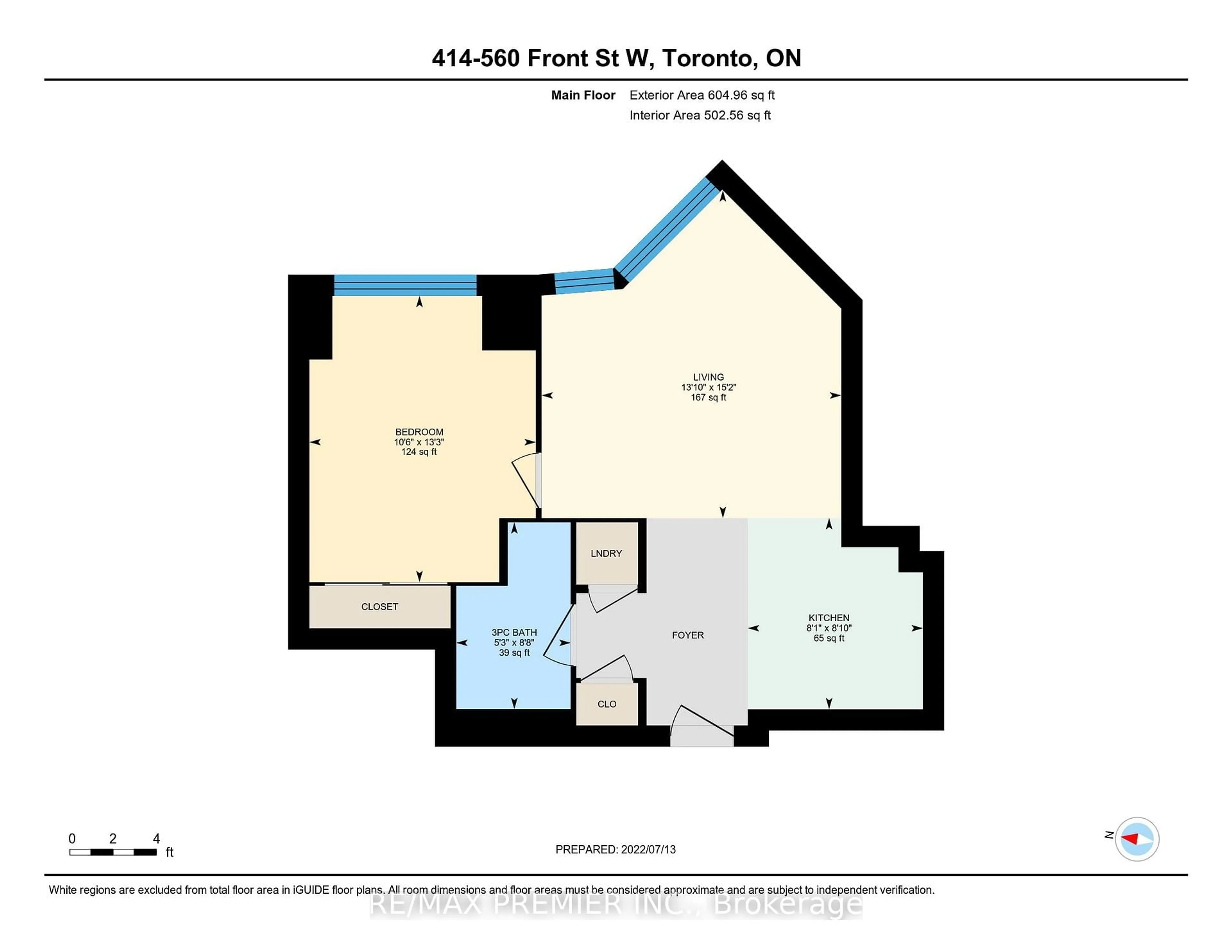 Floor plan for 560 Front St #414, Toronto Ontario M5V 1C1