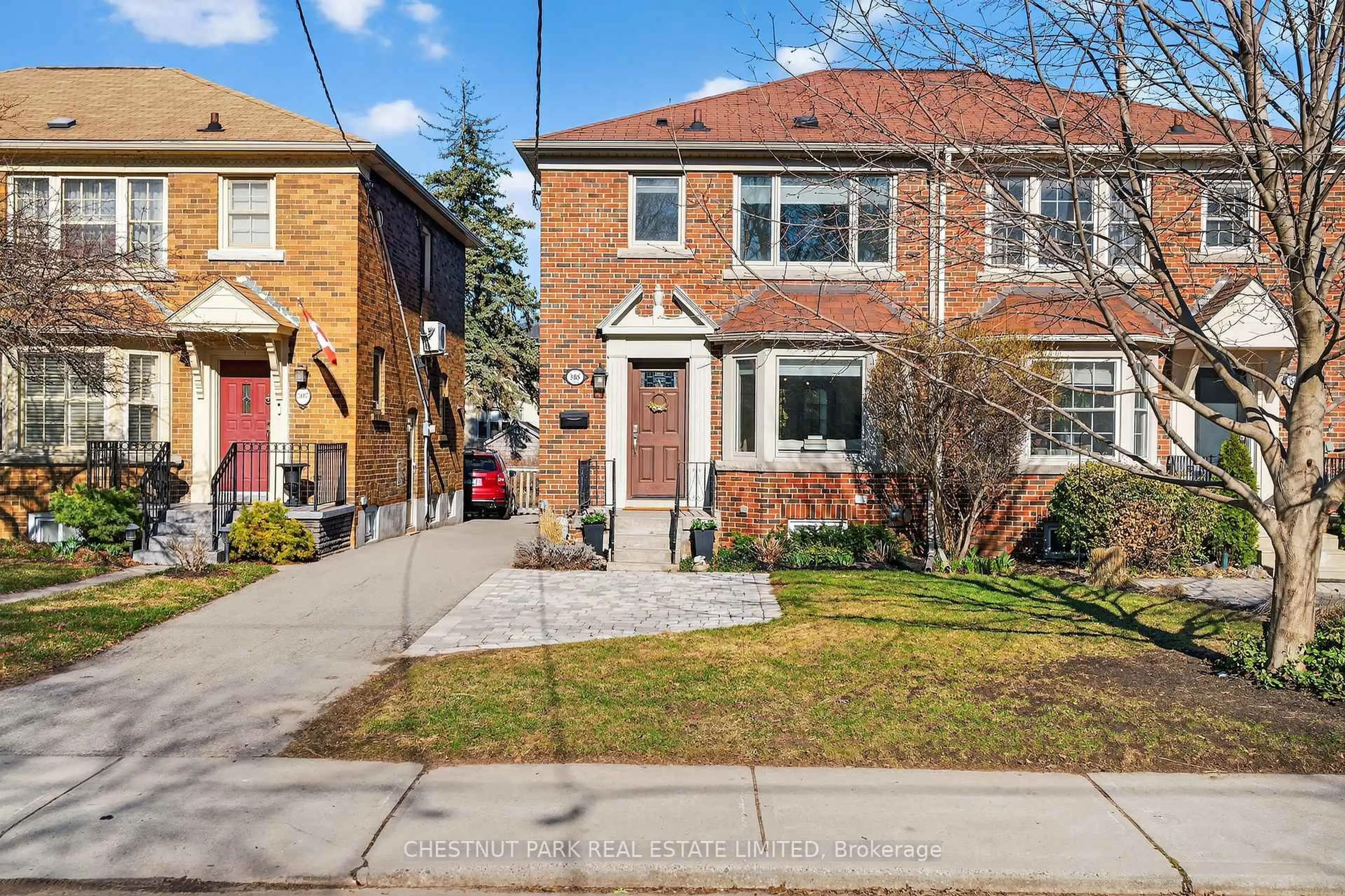 Home with brick exterior material, street for 505 Sutherland Dr, Toronto Ontario M4G 1K9