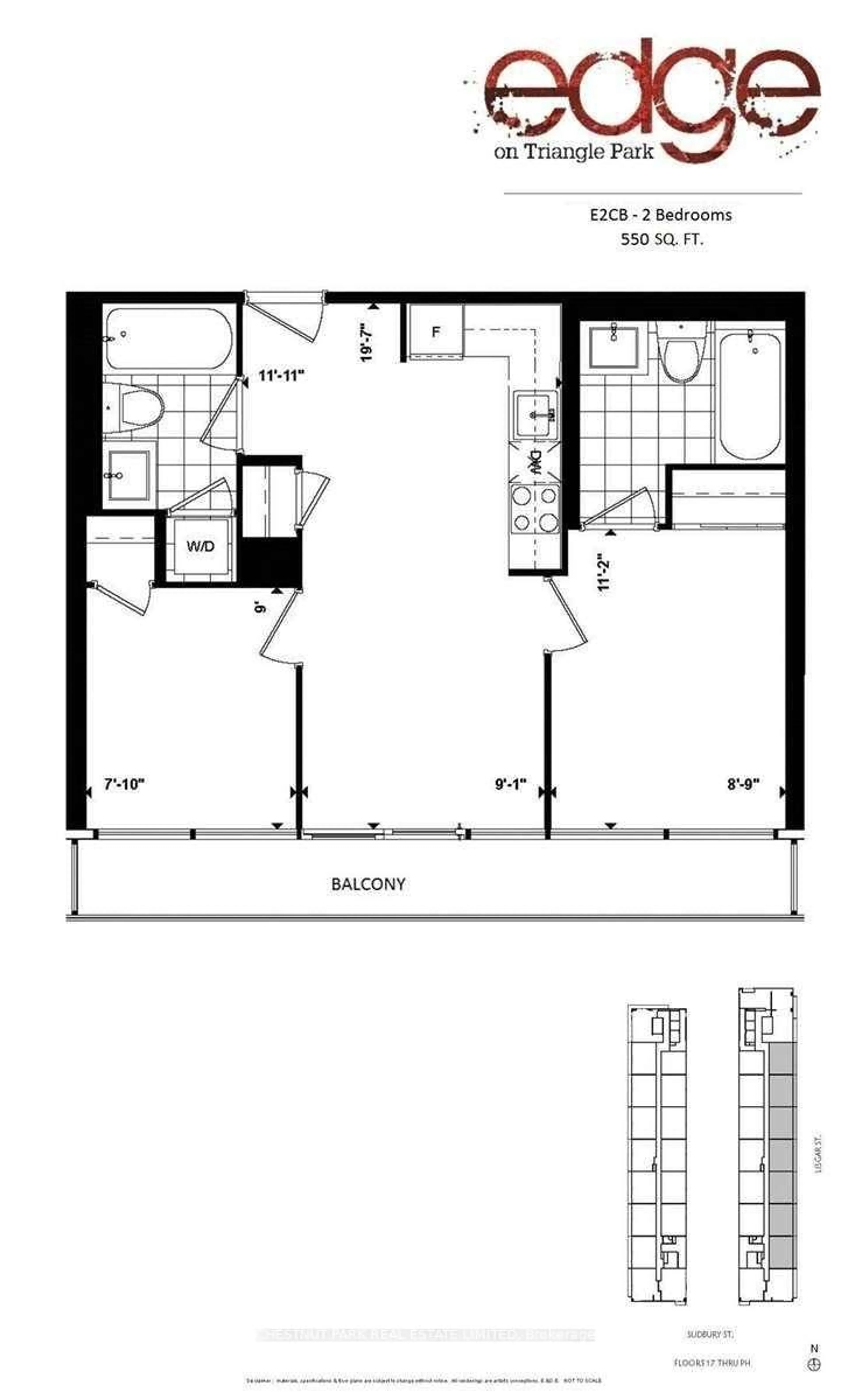 Floor plan for 36 Lisgar St #2111E, Toronto Ontario M4T 2B7