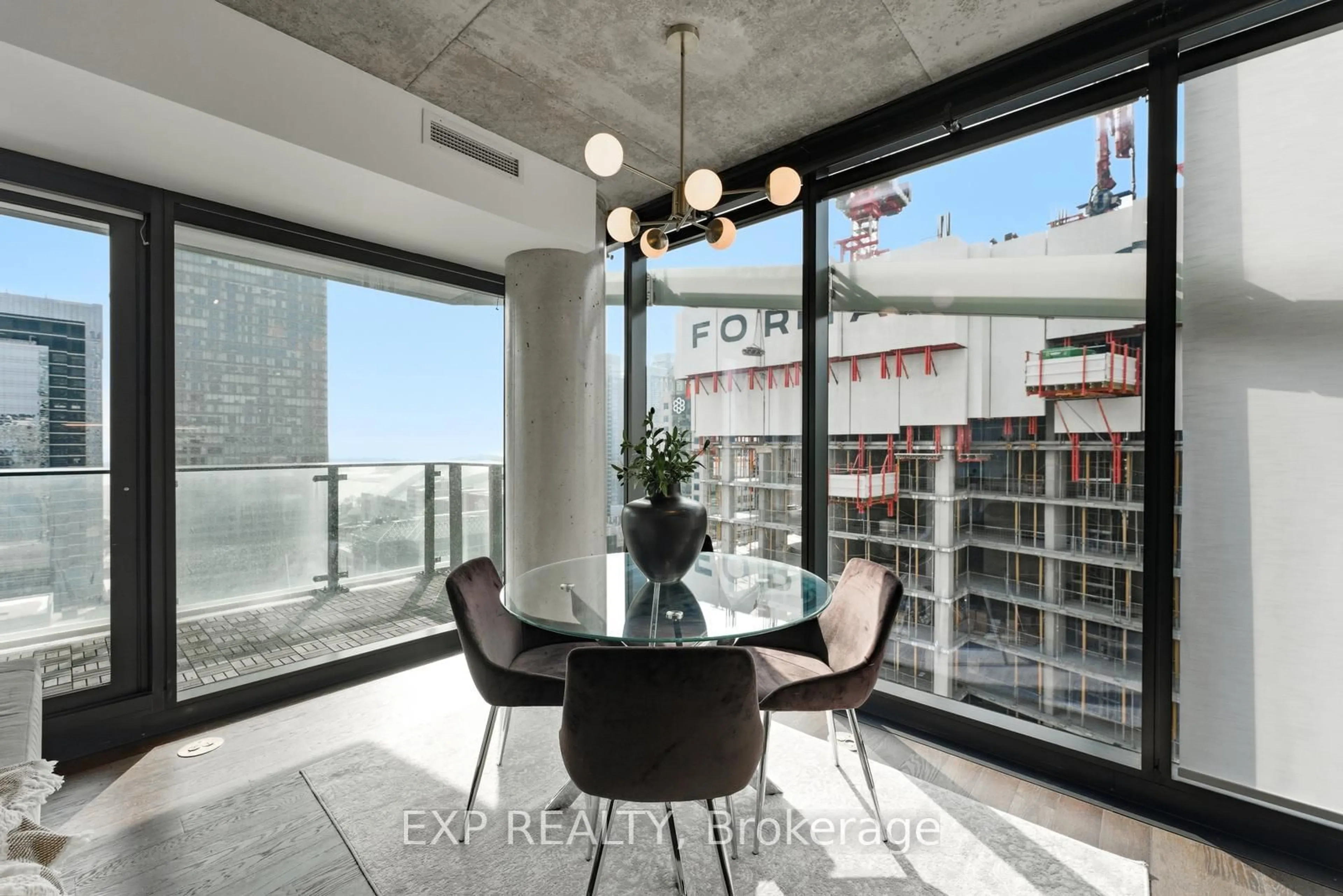 Dining room, cement floor for 224 King St #2906, Toronto Ontario M5H 0A6