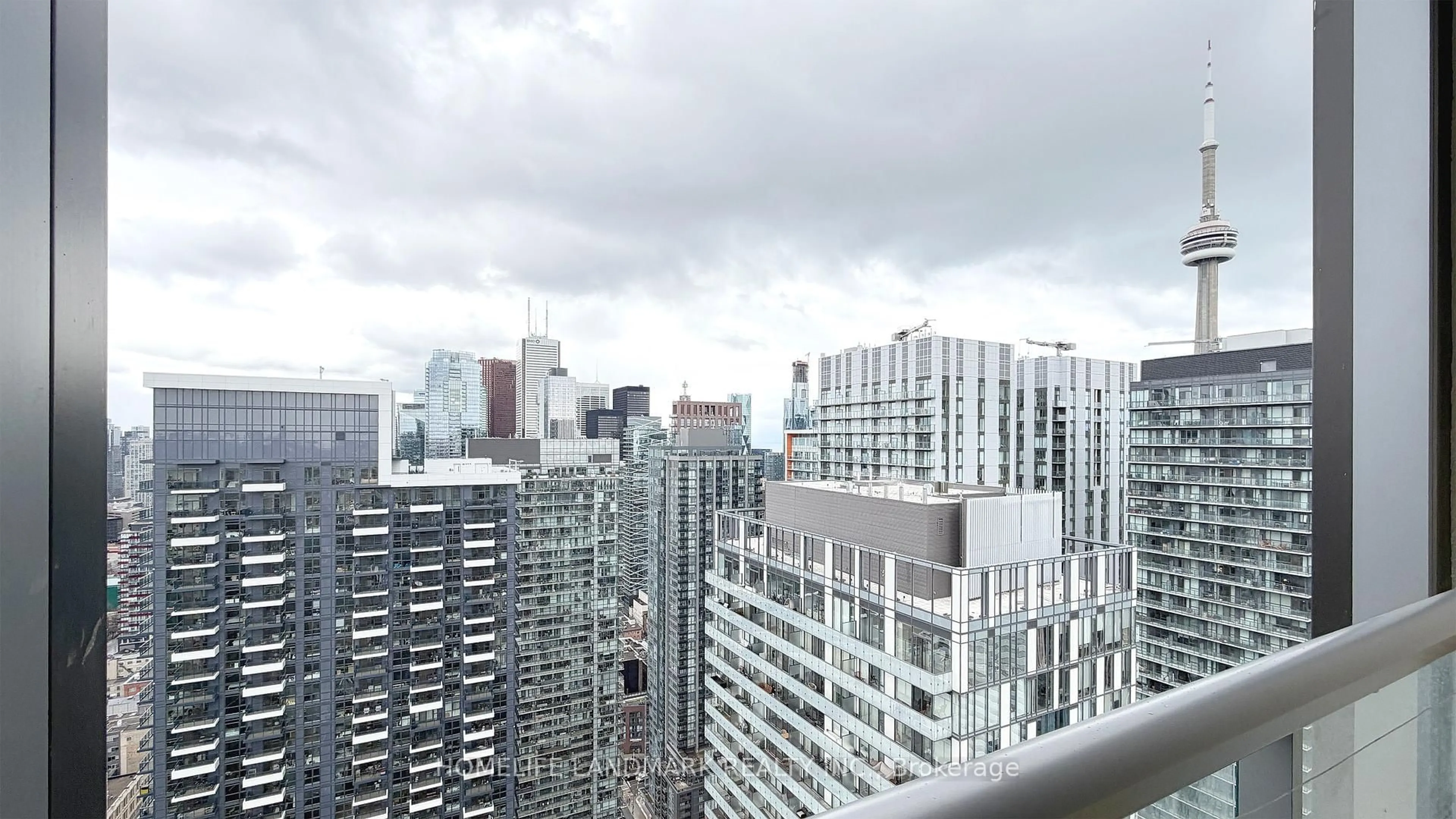 Balcony in the apartment, city buildings view from balcony for 108 Peter St #5002, Toronto Ontario M5V 0W2