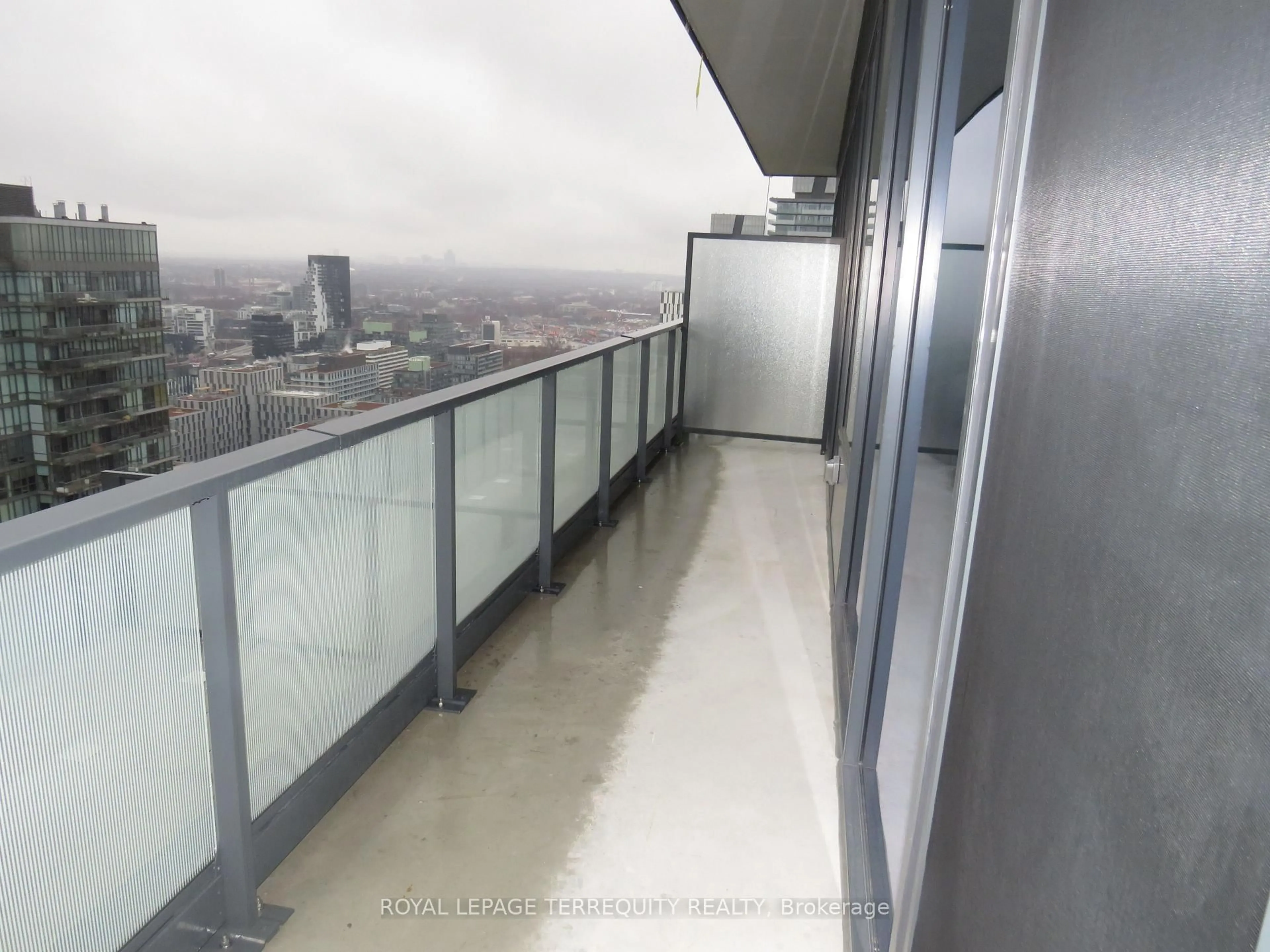 Balcony in the apartment, city buildings view from balcony for 35 Parliament St #3304, Toronto Ontario M5A 0Z5