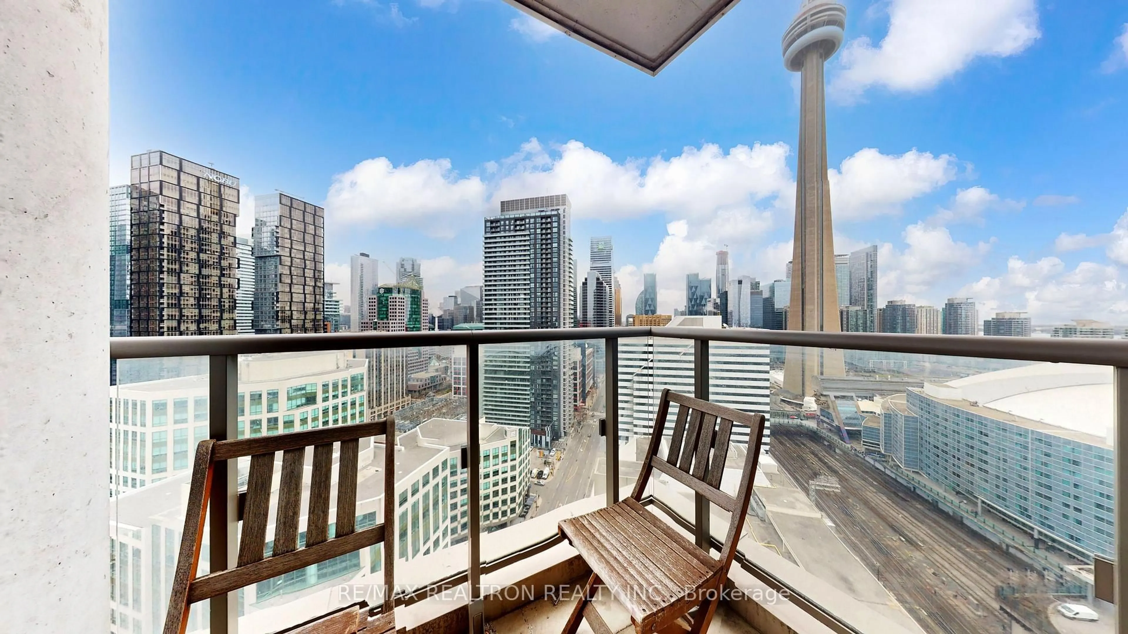 Balcony in the apartment, city buildings view from balcony for 361 Front St #3301, Toronto Ontario M5V 3R5