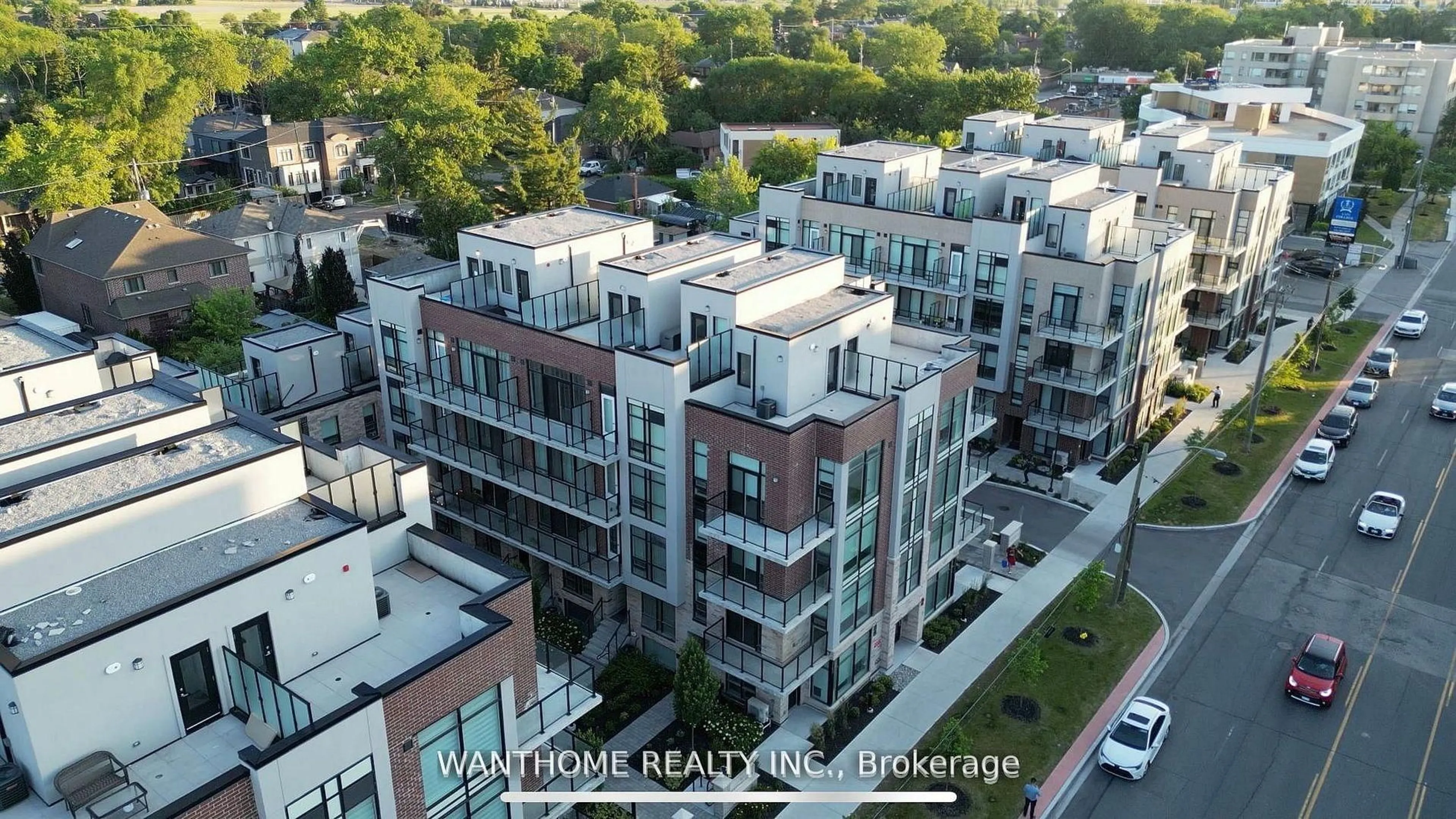 A pic from outside/outdoor area/front of a property/back of a property/a pic from drone, city buildings view from balcony for 861 Sheppard Ave #15, Toronto Ontario M3H 0E9