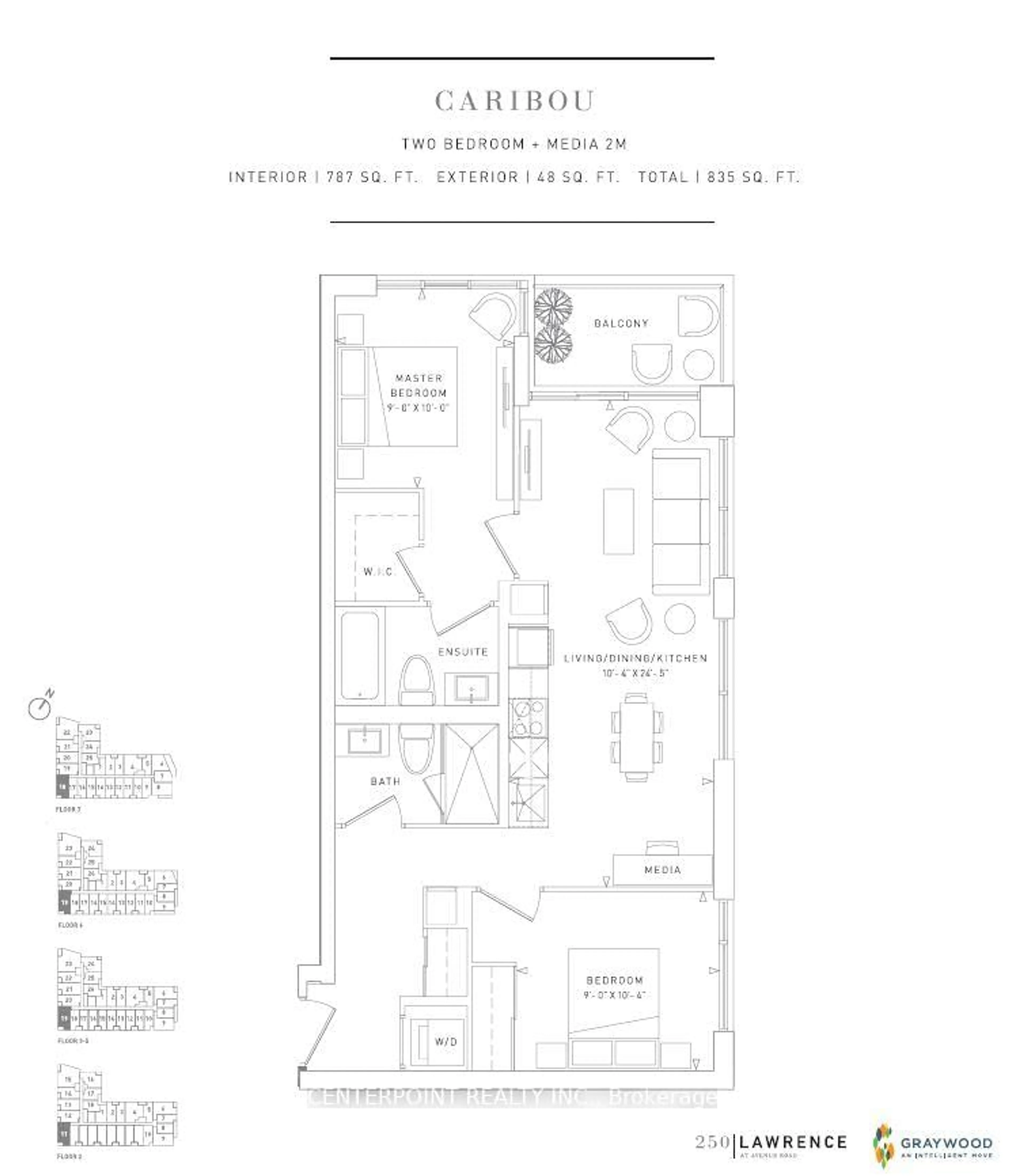 Floor plan for 250 Lawrence Ave #519, Toronto Ontario M5M 1B1