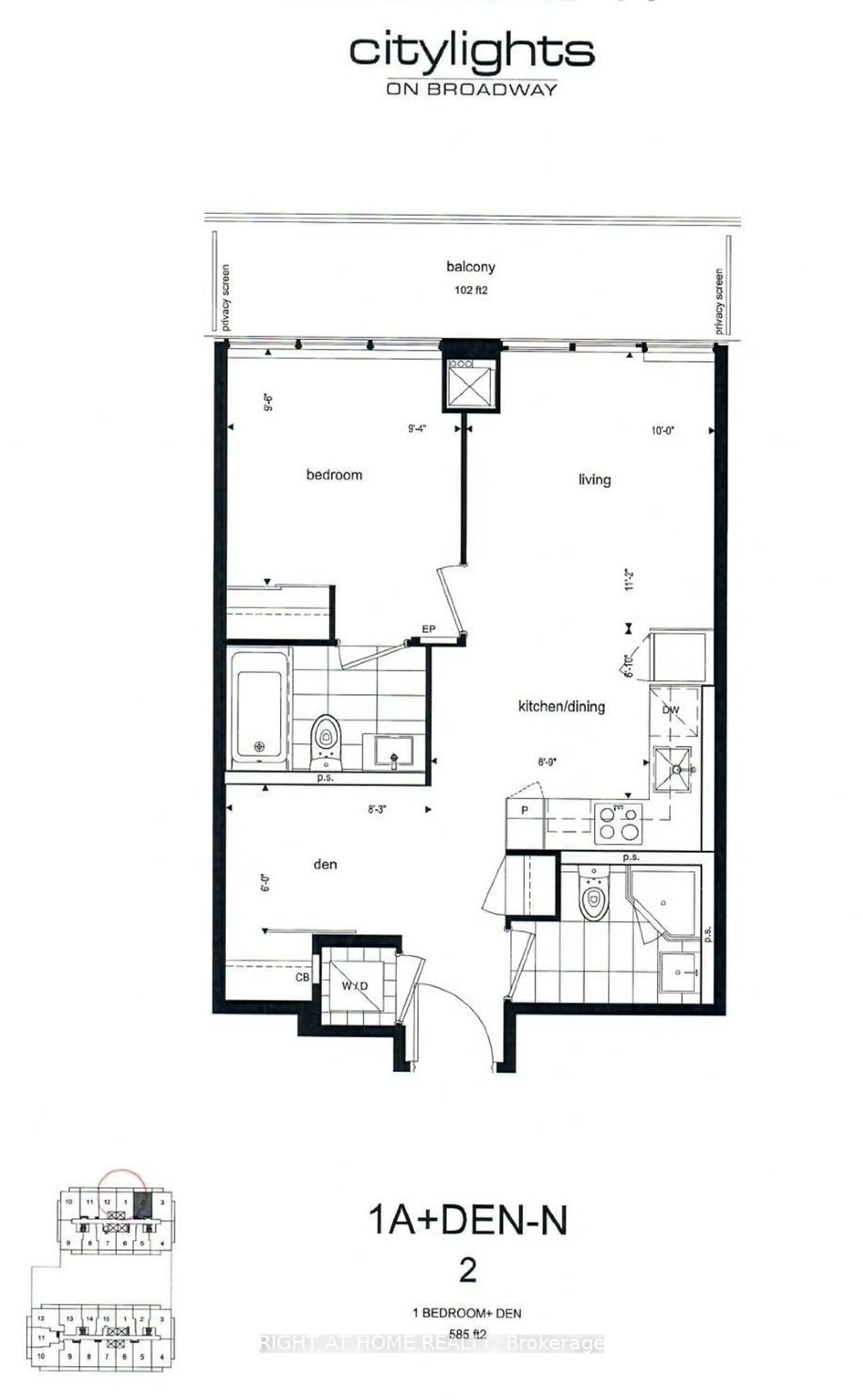 Floor plan for 99 Broadway Ave #1802, Toronto Ontario M4P 0E3
