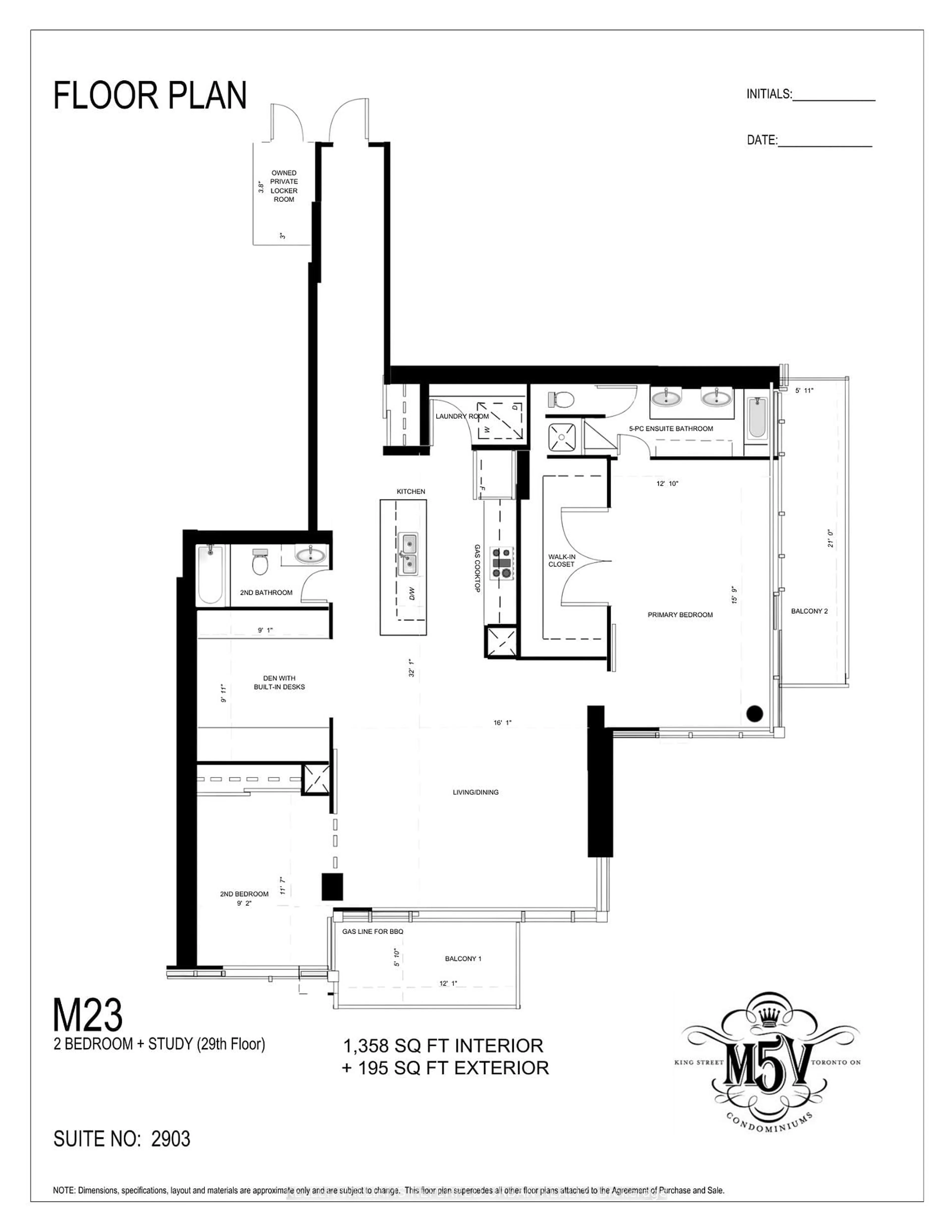 Floor plan for 375 King St #2903, Toronto Ontario M5V 1K5