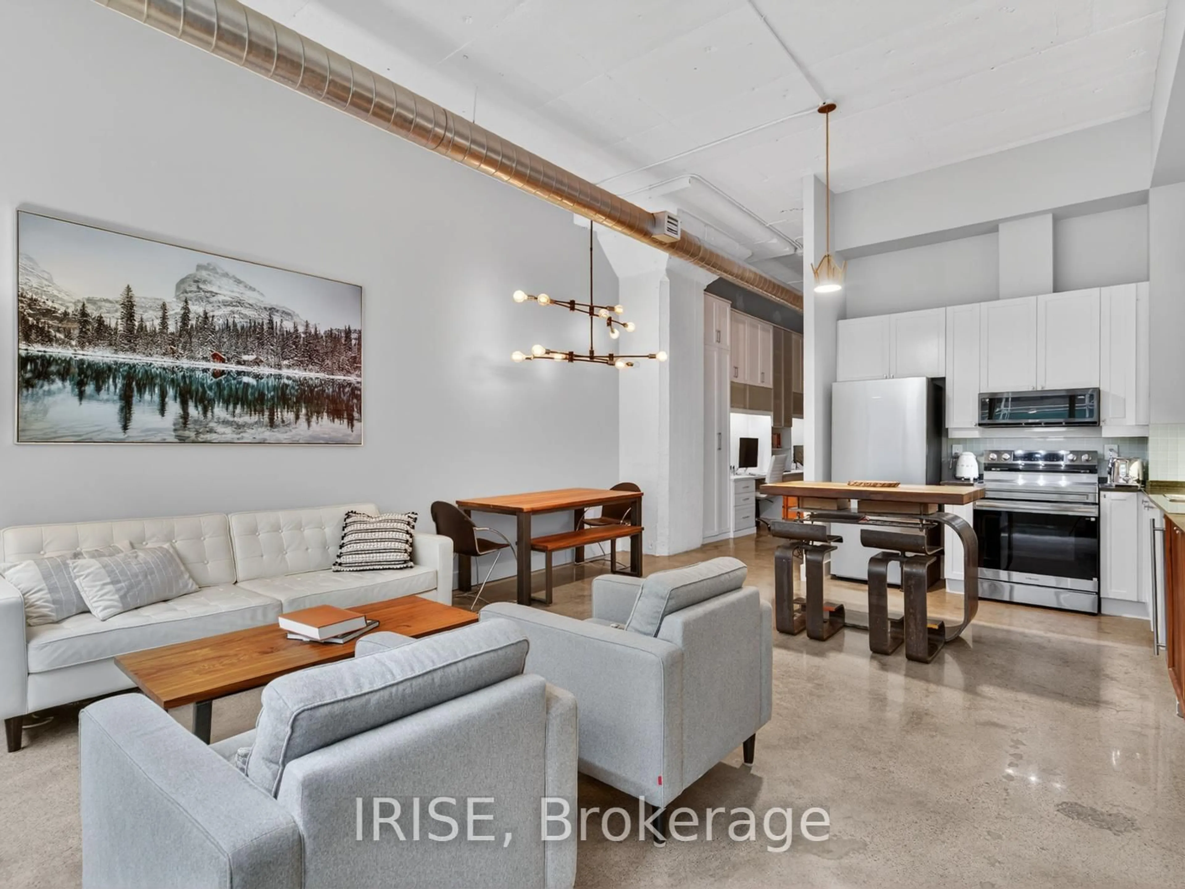 Living room with furniture, ceramic/tile floor for 155 Dalhousie St #430, Toronto Ontario M5B 2P7