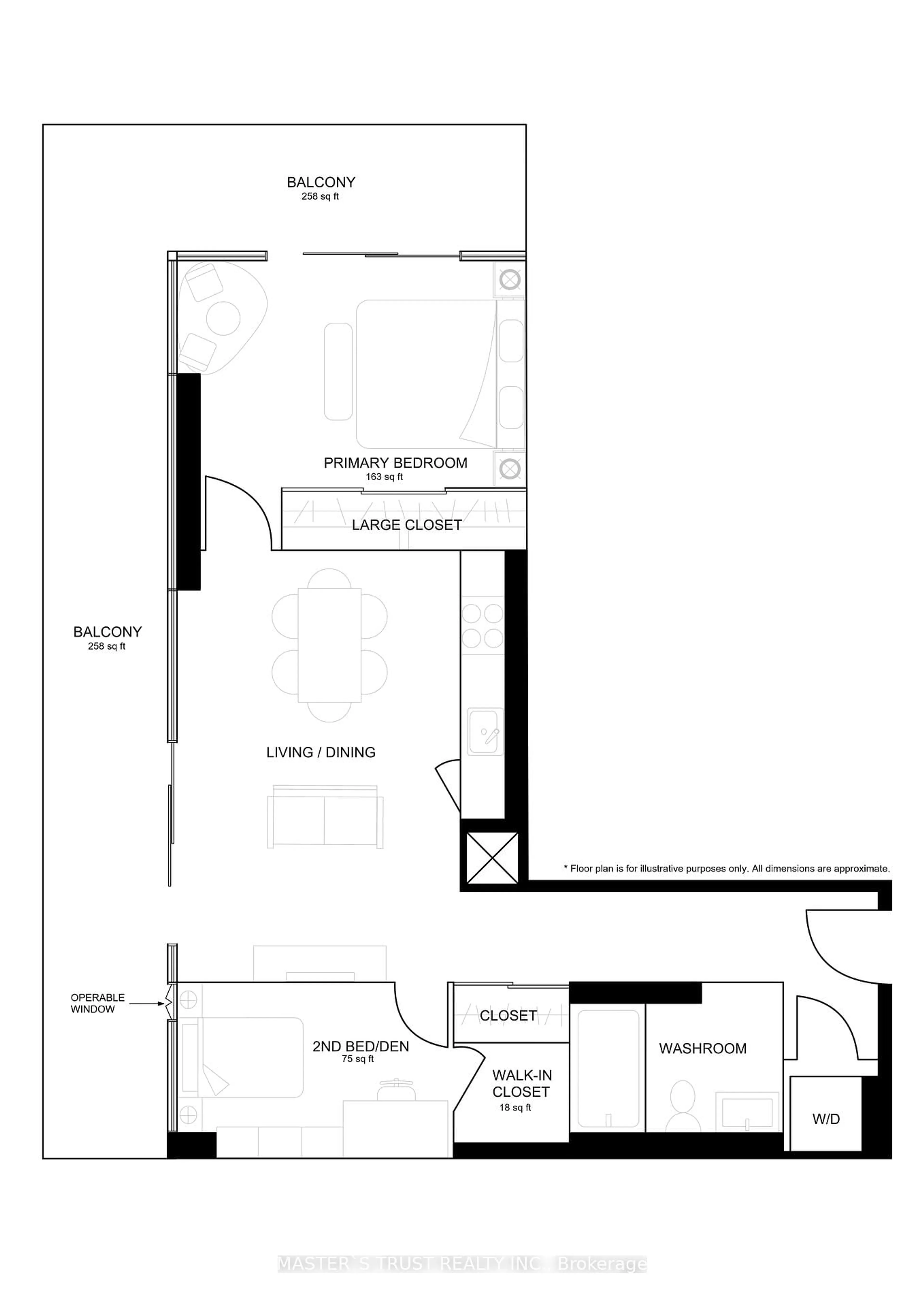 Floor plan for 297 College St #1517, Toronto Ontario M5T 0C2