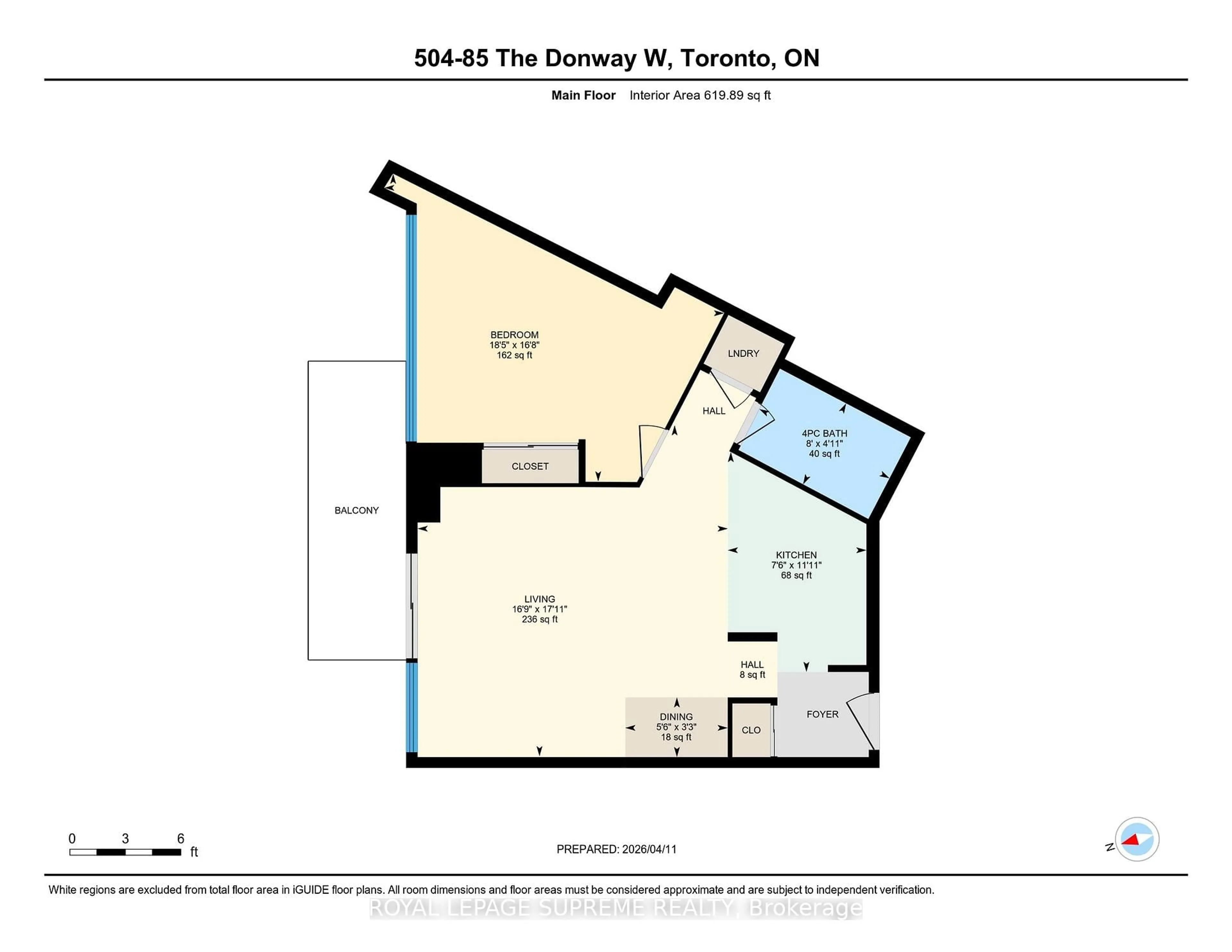 Floor plan for 85 The Donway West #504, Toronto Ontario M3C 0L9