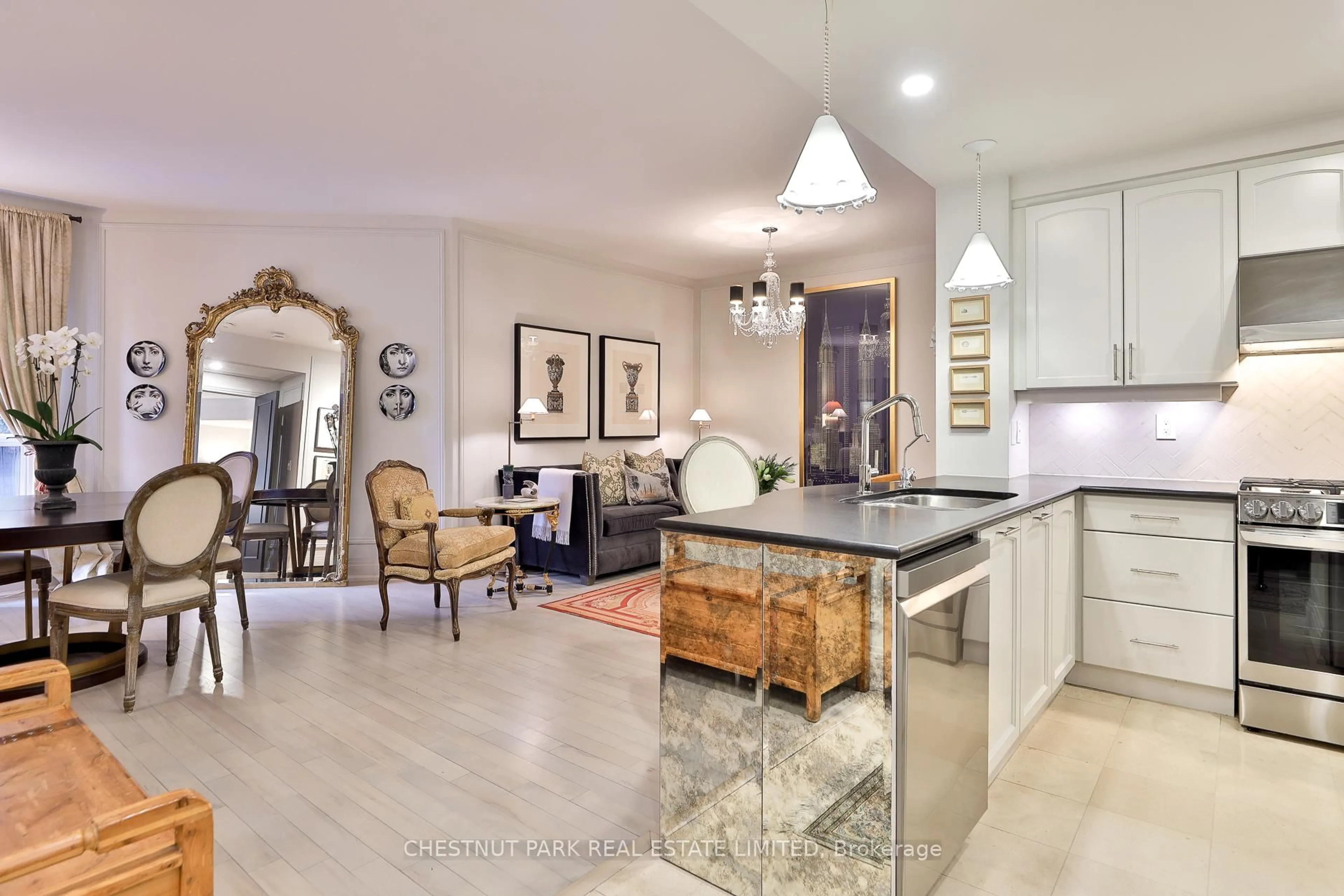 Open concept kitchen, ceramic/tile floor for 99 Avenue Rd #508, Toronto Ontario M5R 2G5