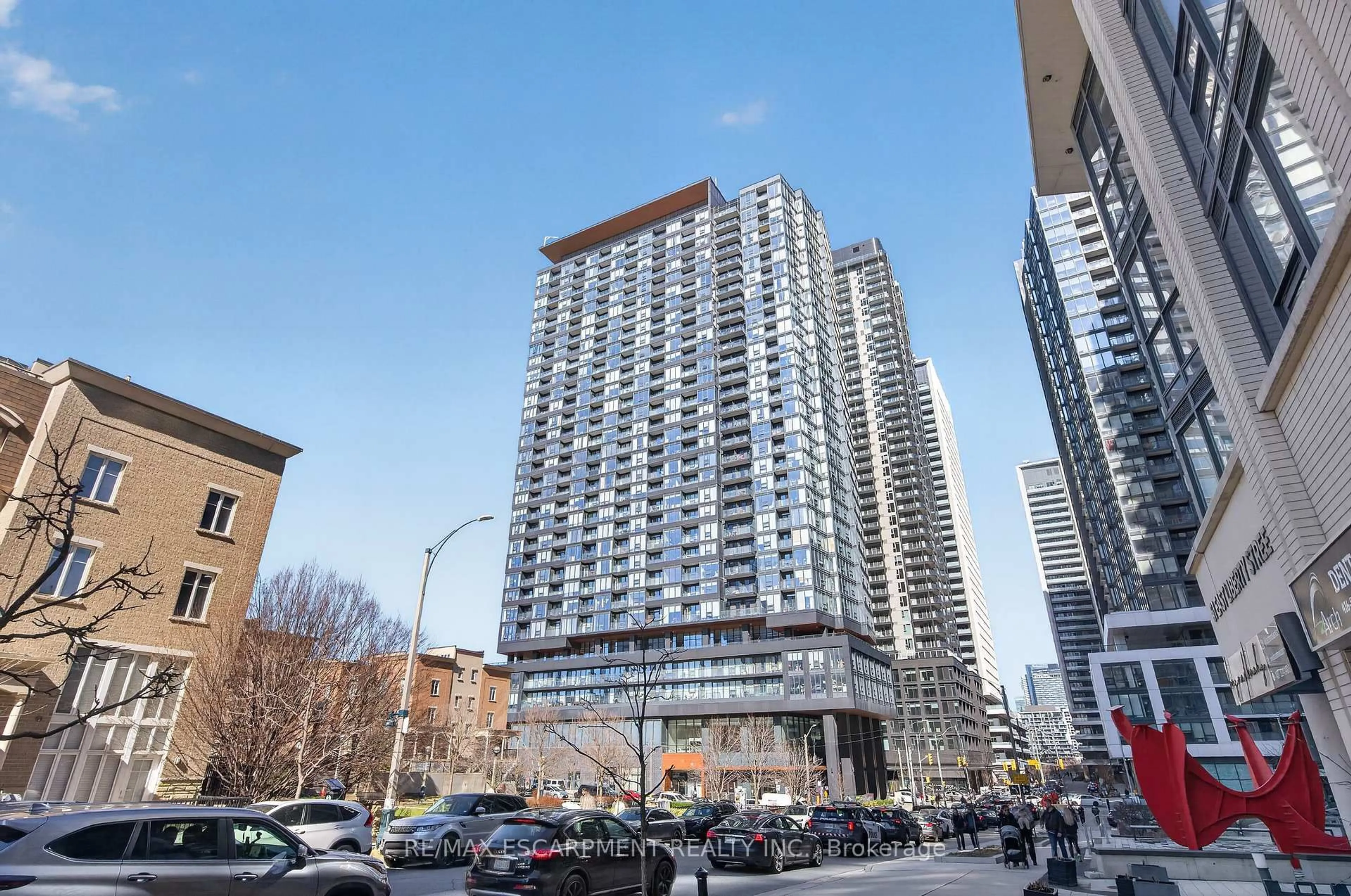 Patio, city buildings view from balcony for 19 Western Battery Rd #3108, Toronto Ontario M6K 0E3