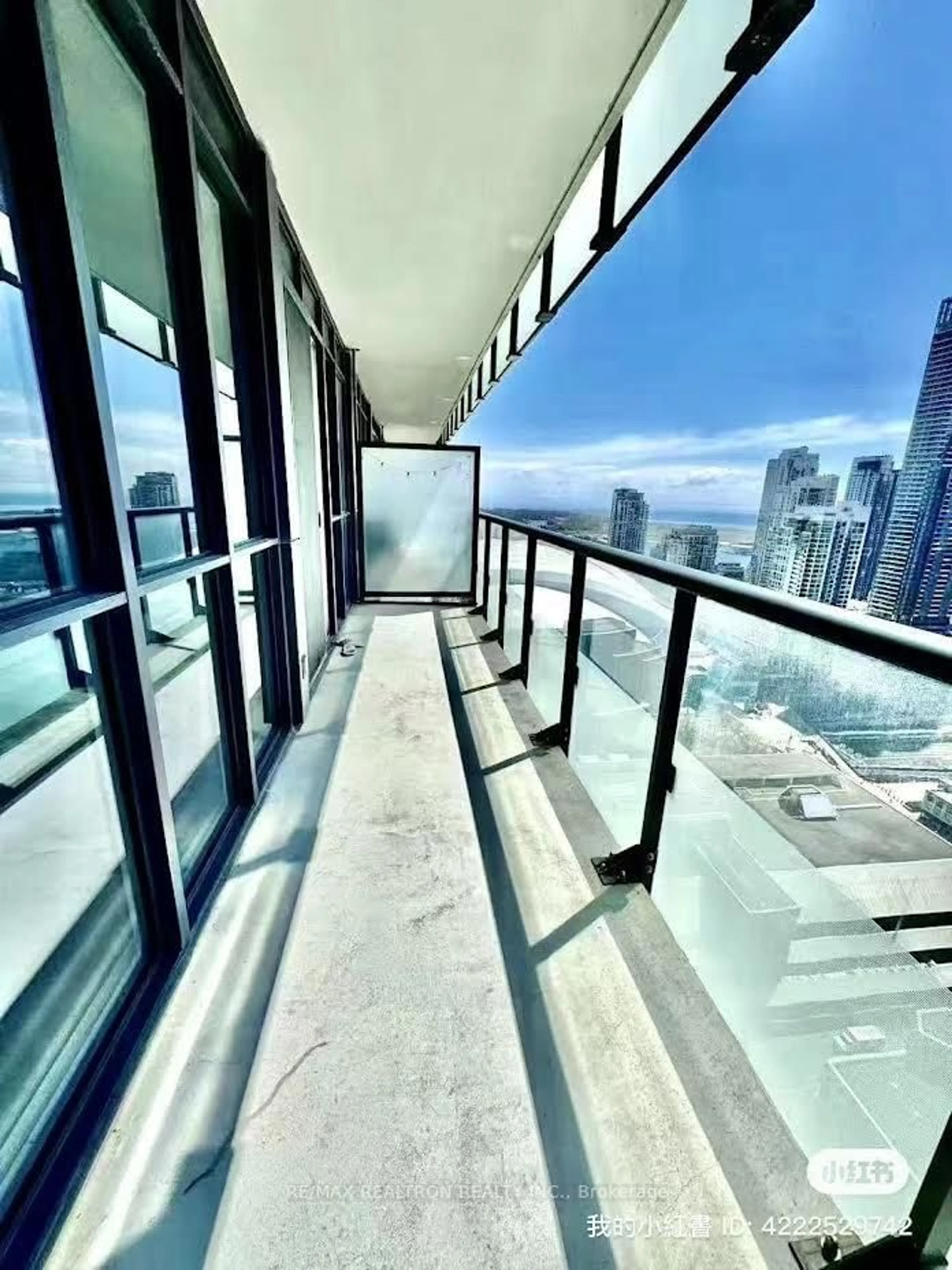 Balcony in the apartment, city buildings view from balcony for 300 Front St #3403, Toronto Ontario M5V 0E9