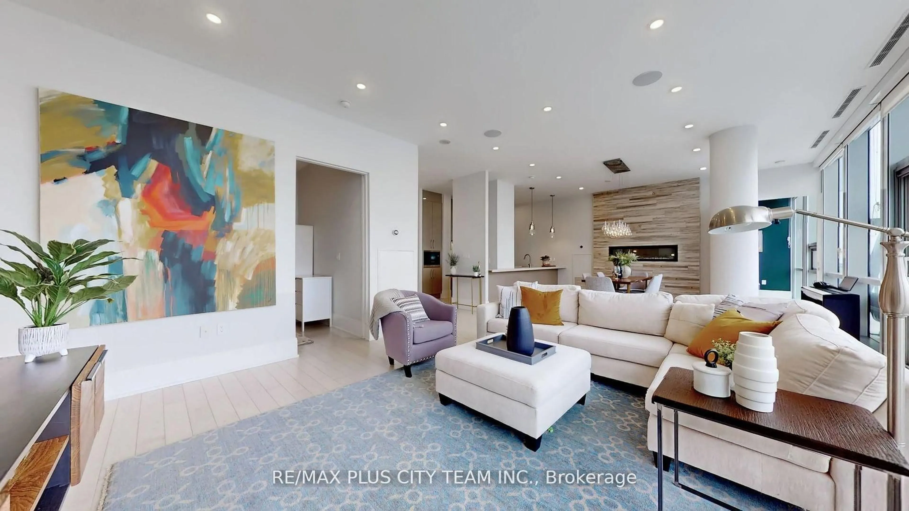 Living room with furniture, ceramic/tile floor for 39 Queens Quay #1305, Toronto Ontario M5E 0A5