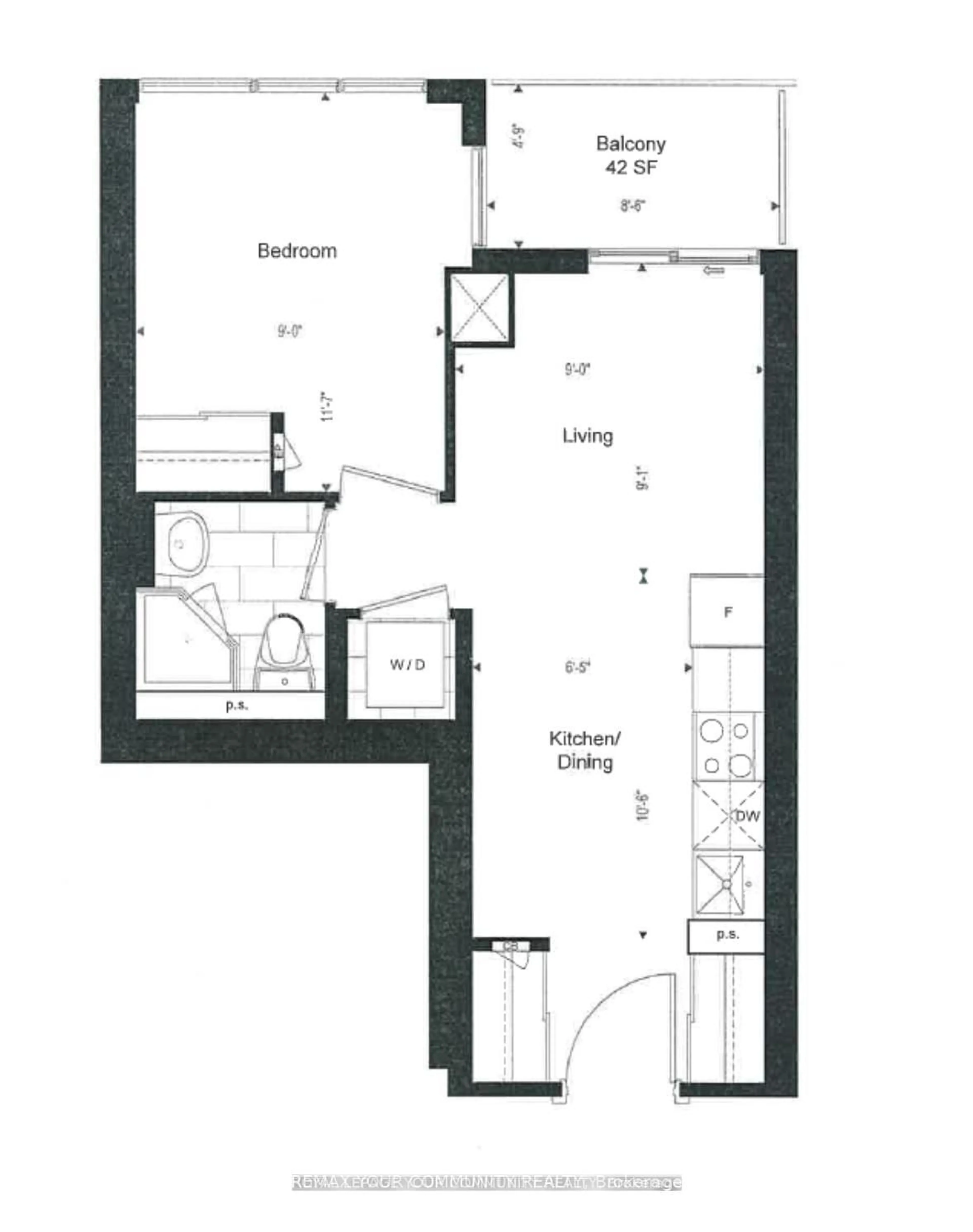 Floor plan for 70 Princess St #1005, Toronto Ontario M5A 0X6