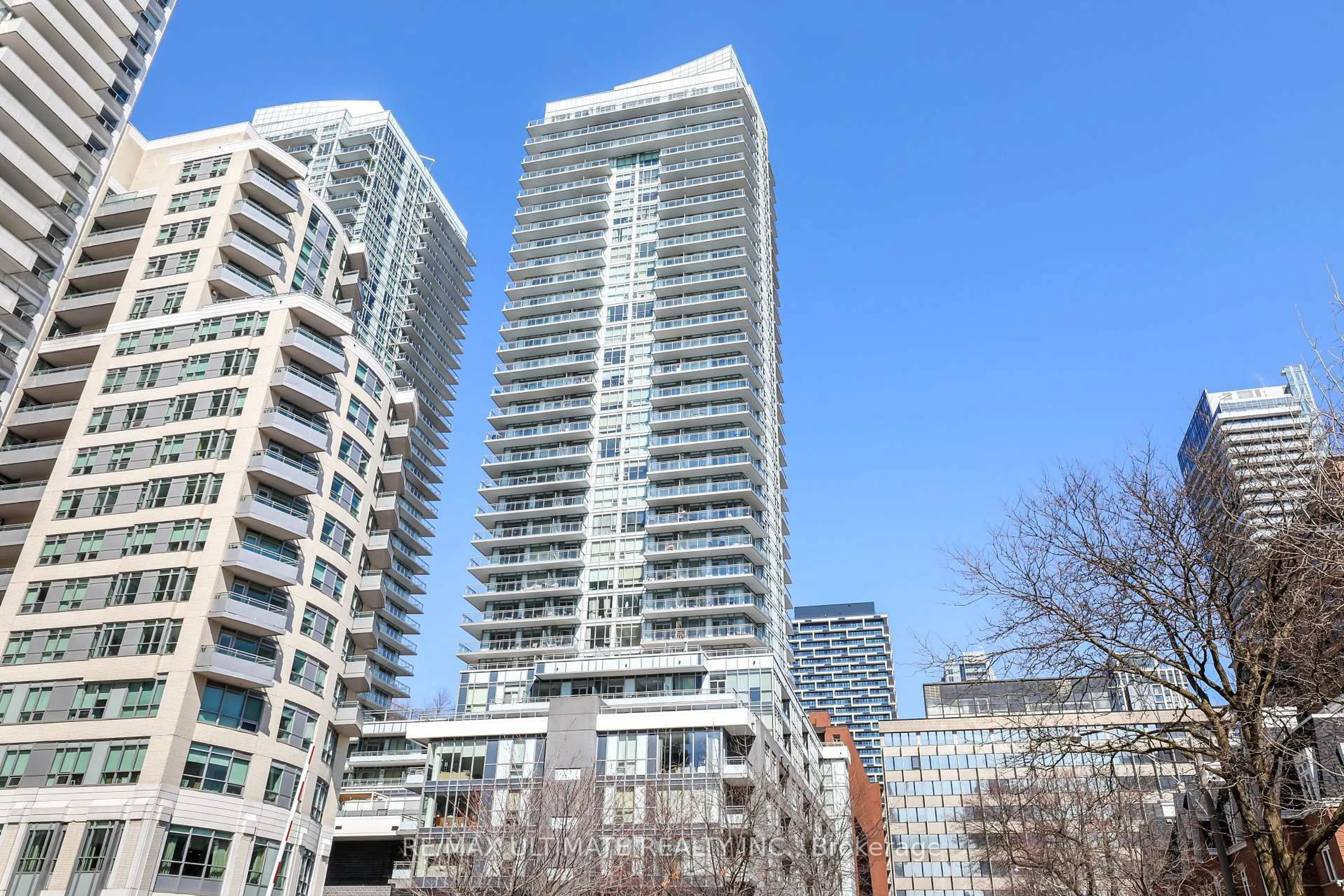 Patio, city buildings view from balcony for 98 Lillian St #1812, Toronto Ontario M4S 0A5