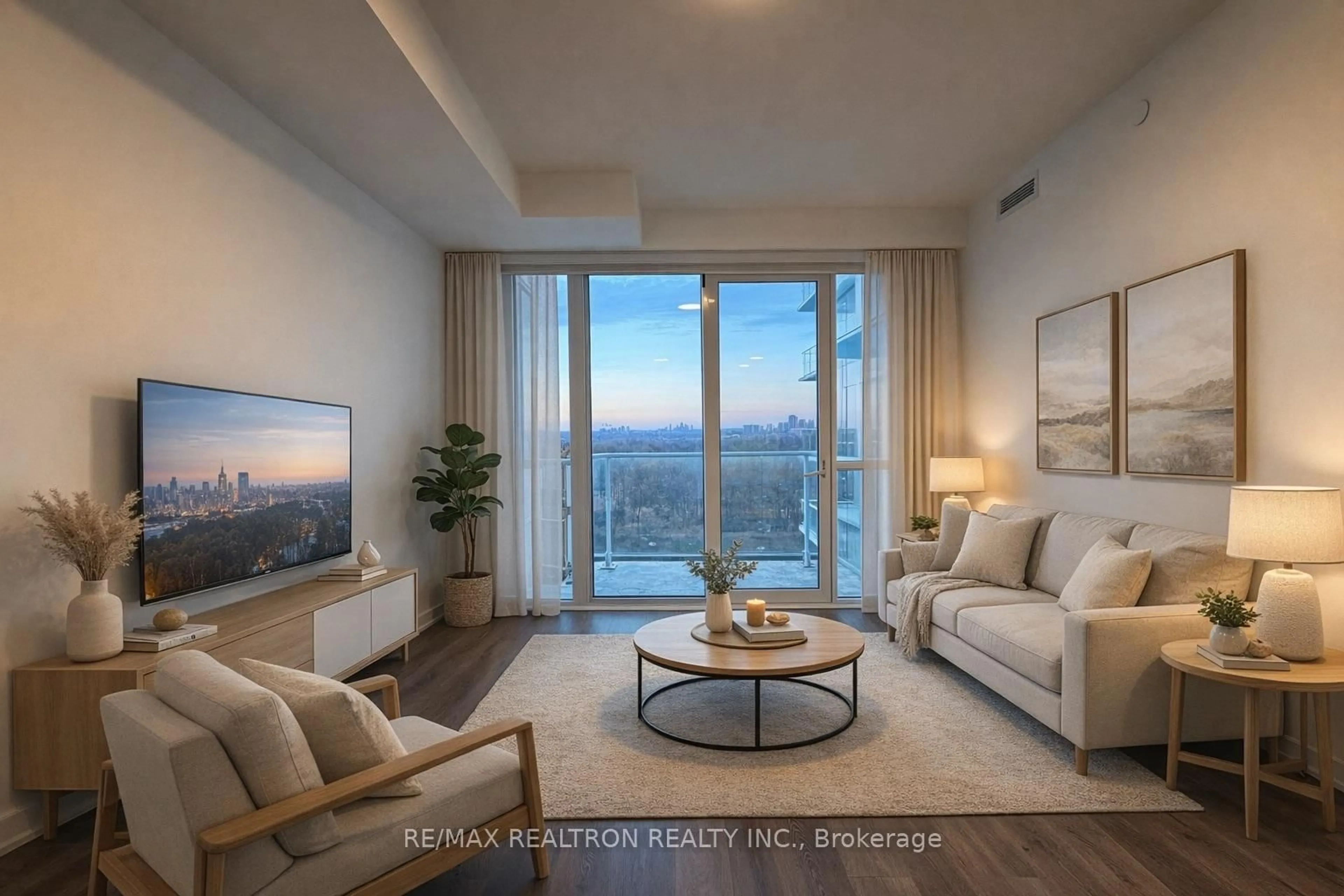 Living room with furniture, unknown for 10 Deerlick Crt #1214, Toronto Ontario M3A 1Y4