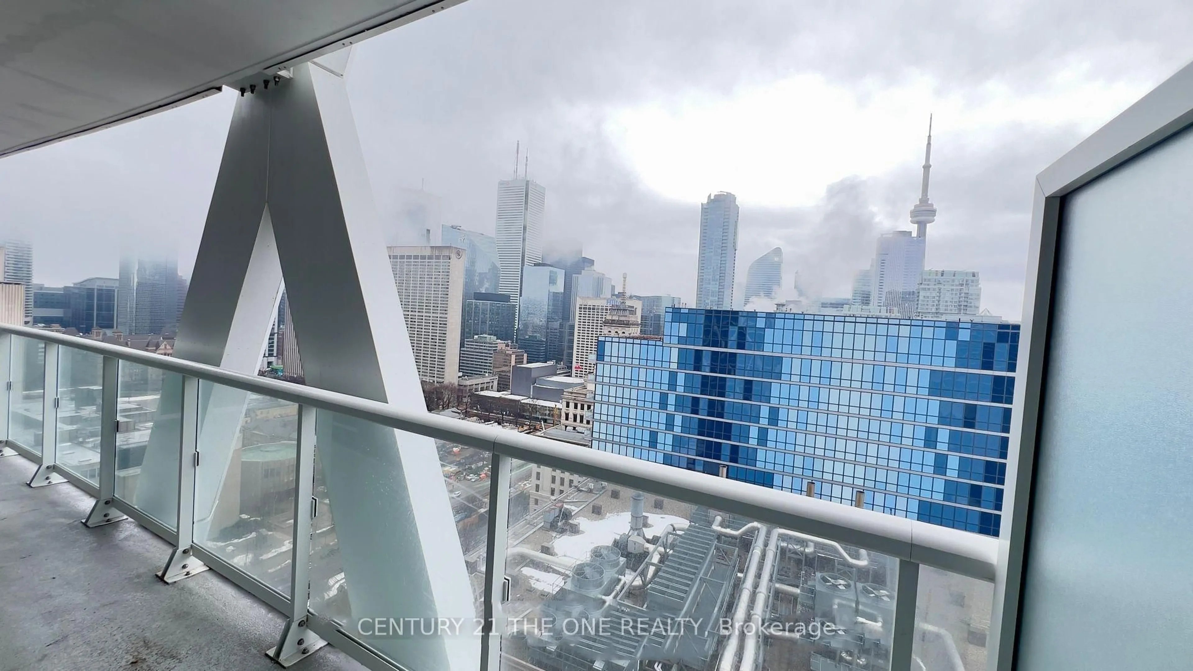 Balcony in the apartment, city buildings view from balcony for 230 Simcoe St #2417, Toronto Ontario M5T 1T4