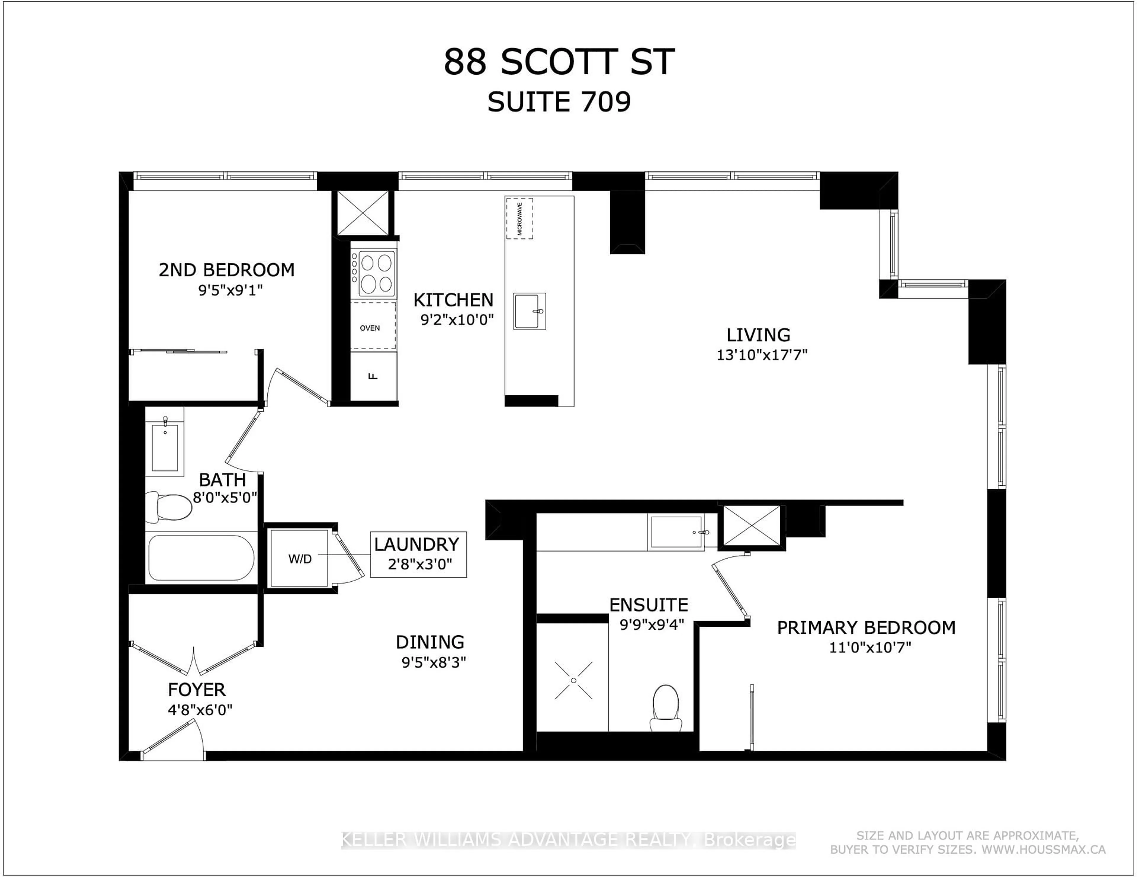 Floor plan for 88 Scott St #709, Toronto Ontario M5E 0A9