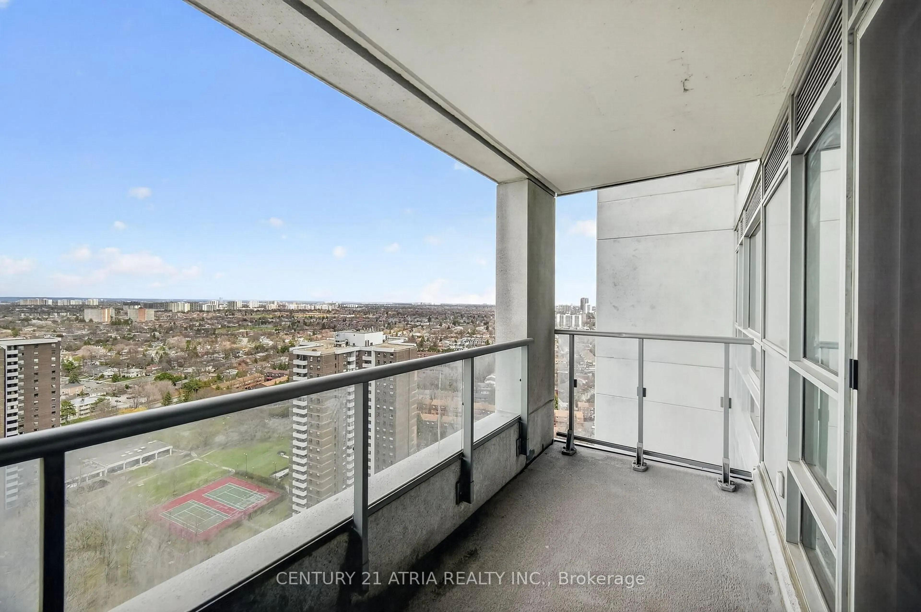 Balcony in the apartment, city buildings view from balcony for 2015 Sheppard Ave #2707, Toronto Ontario M2J 0B3