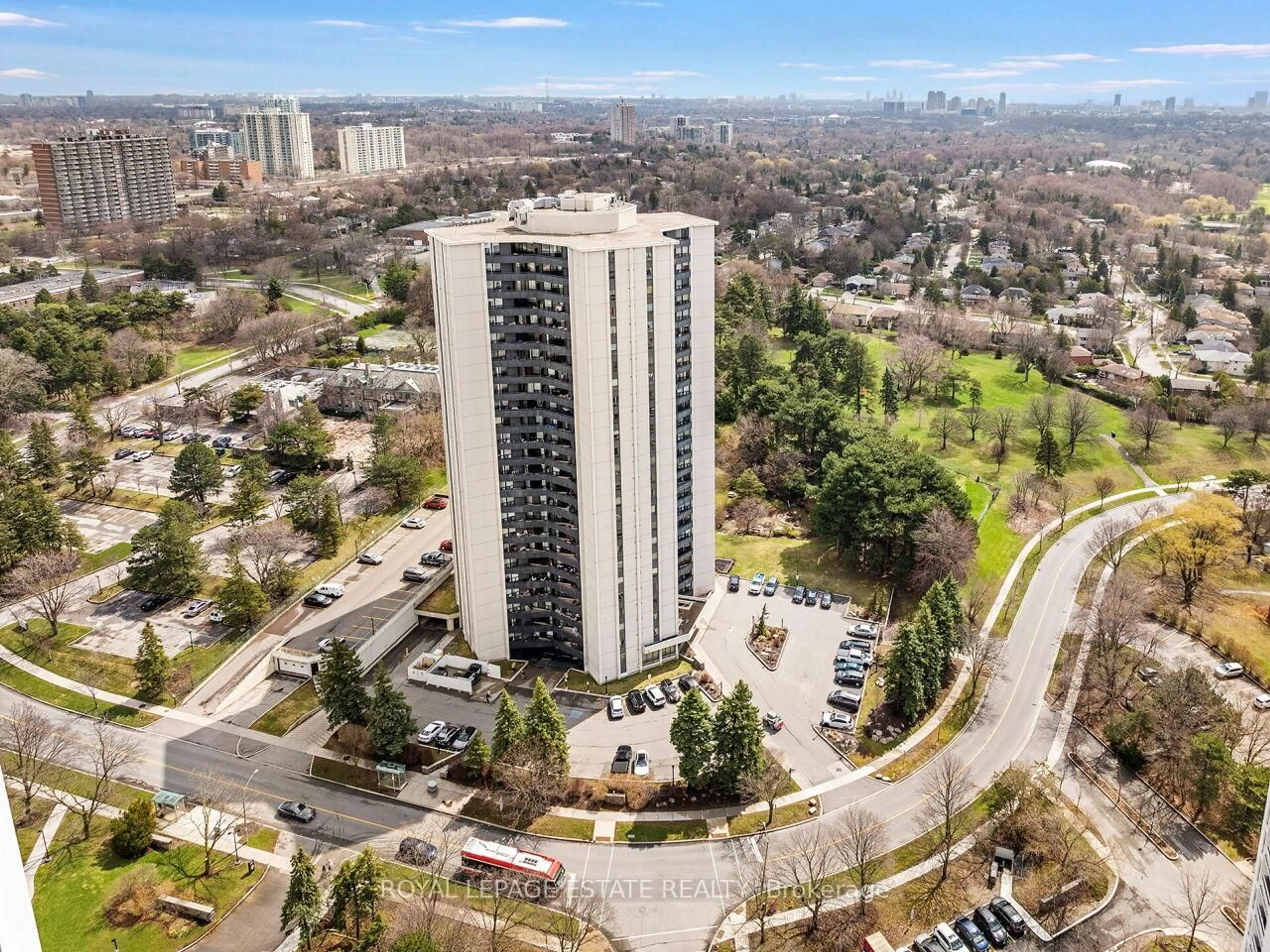A pic from outside/outdoor area/front of a property/back of a property/a pic from drone, city buildings view from balcony for 75 Graydon Hall Manr #PH05, Toronto Ontario M3A 3M5