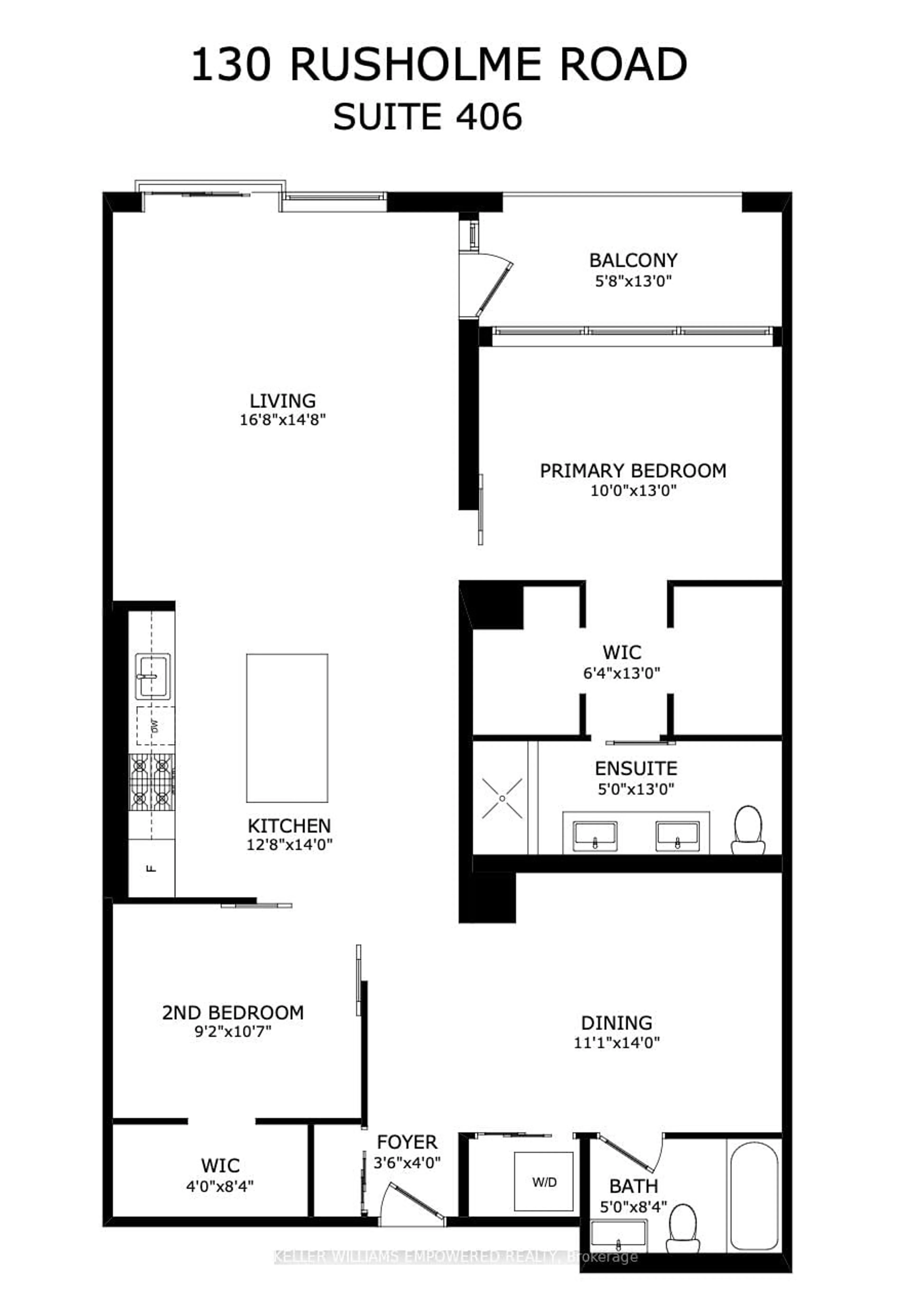 Floor plan for 130 Rusholme Rd #406, Toronto Ontario M6H 1A7
