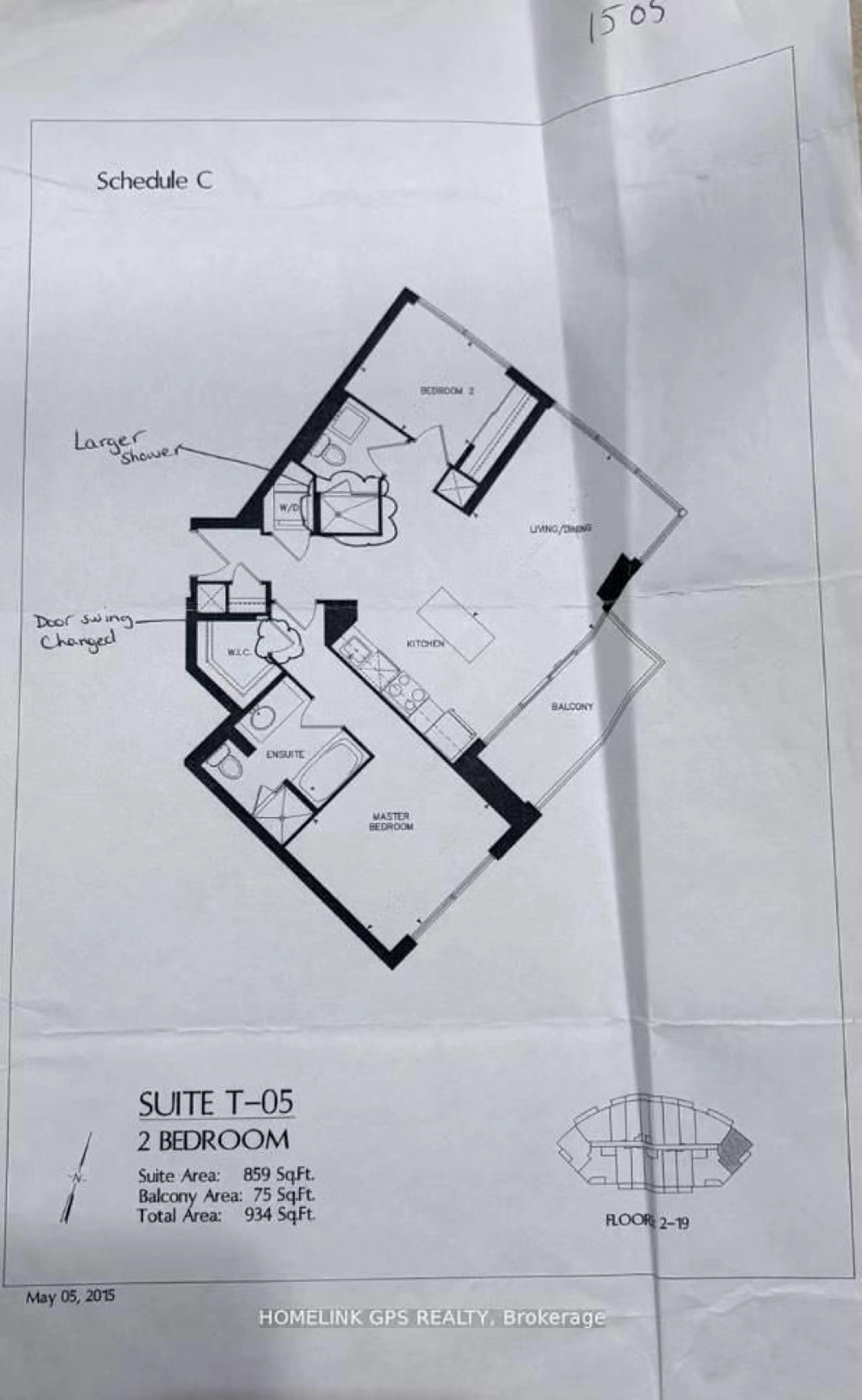 Floor plan for 160 Vanderhoof Ave #1505, Toronto Ontario M4G 0B7