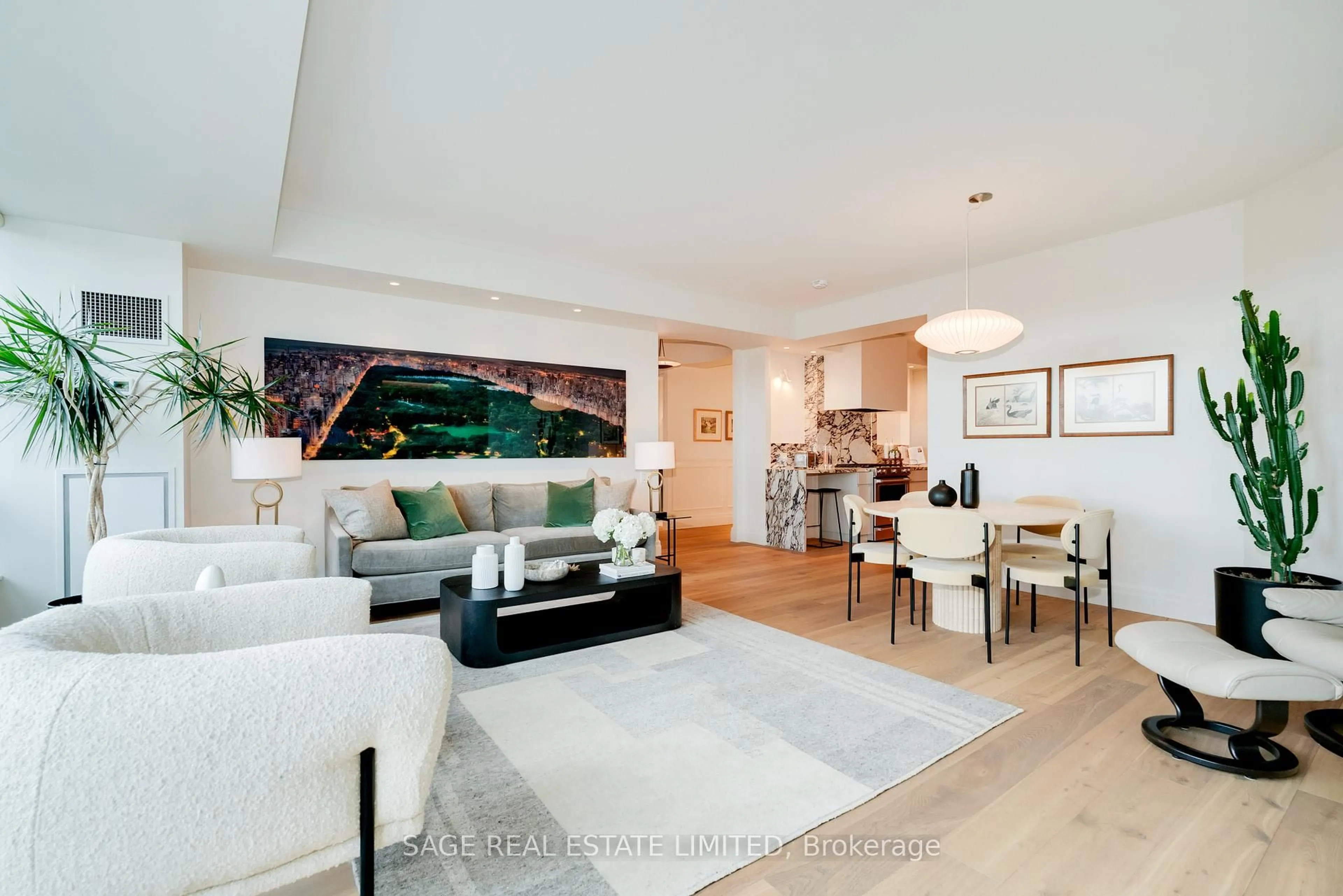 Living room with furniture, wood/laminate floor for 20 Scrivener Sq #615, Toronto Ontario M4W 3X9