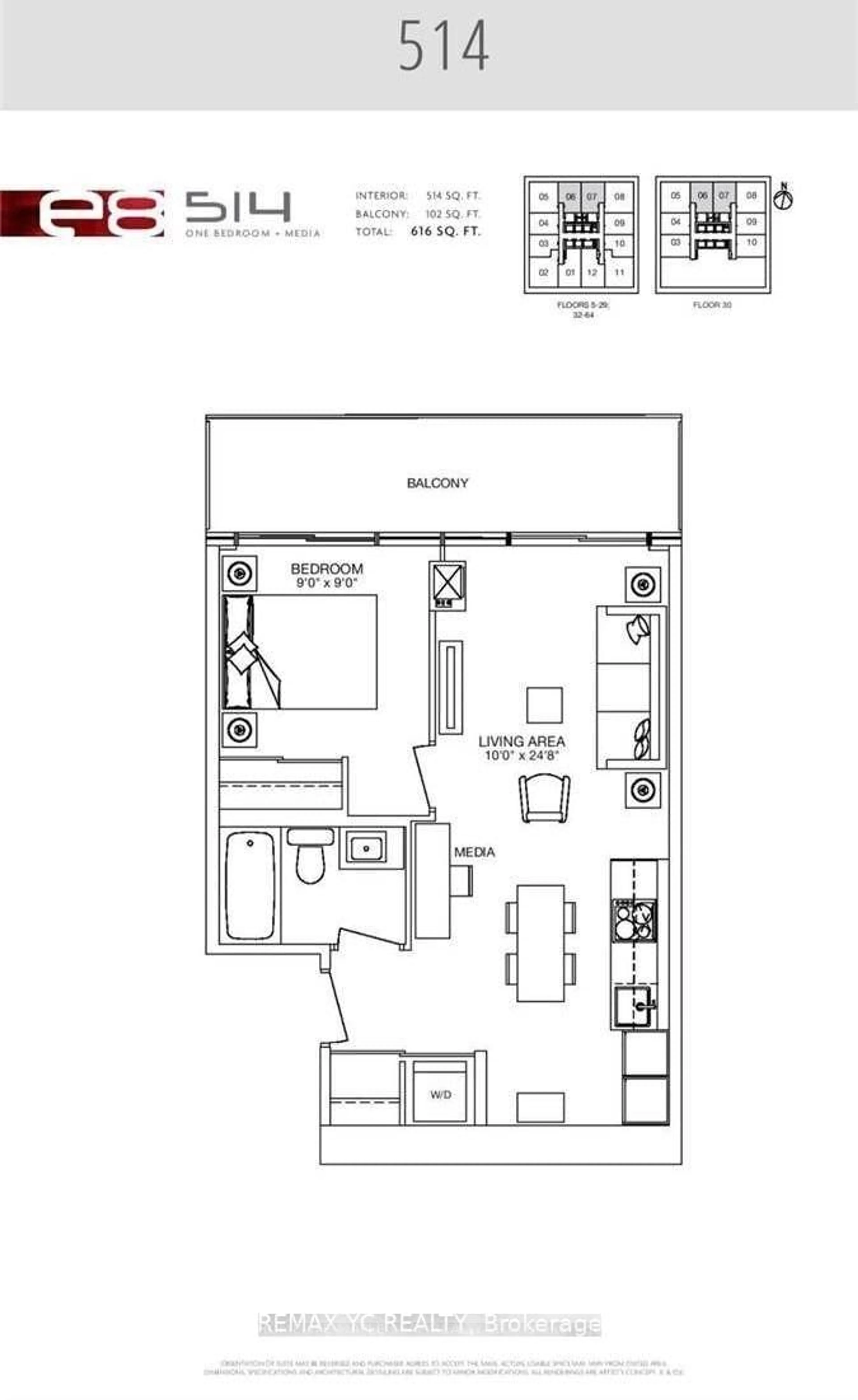 Floor plan for 8 Eglinton Ave #2206, Toronto Ontario M4P 0C1