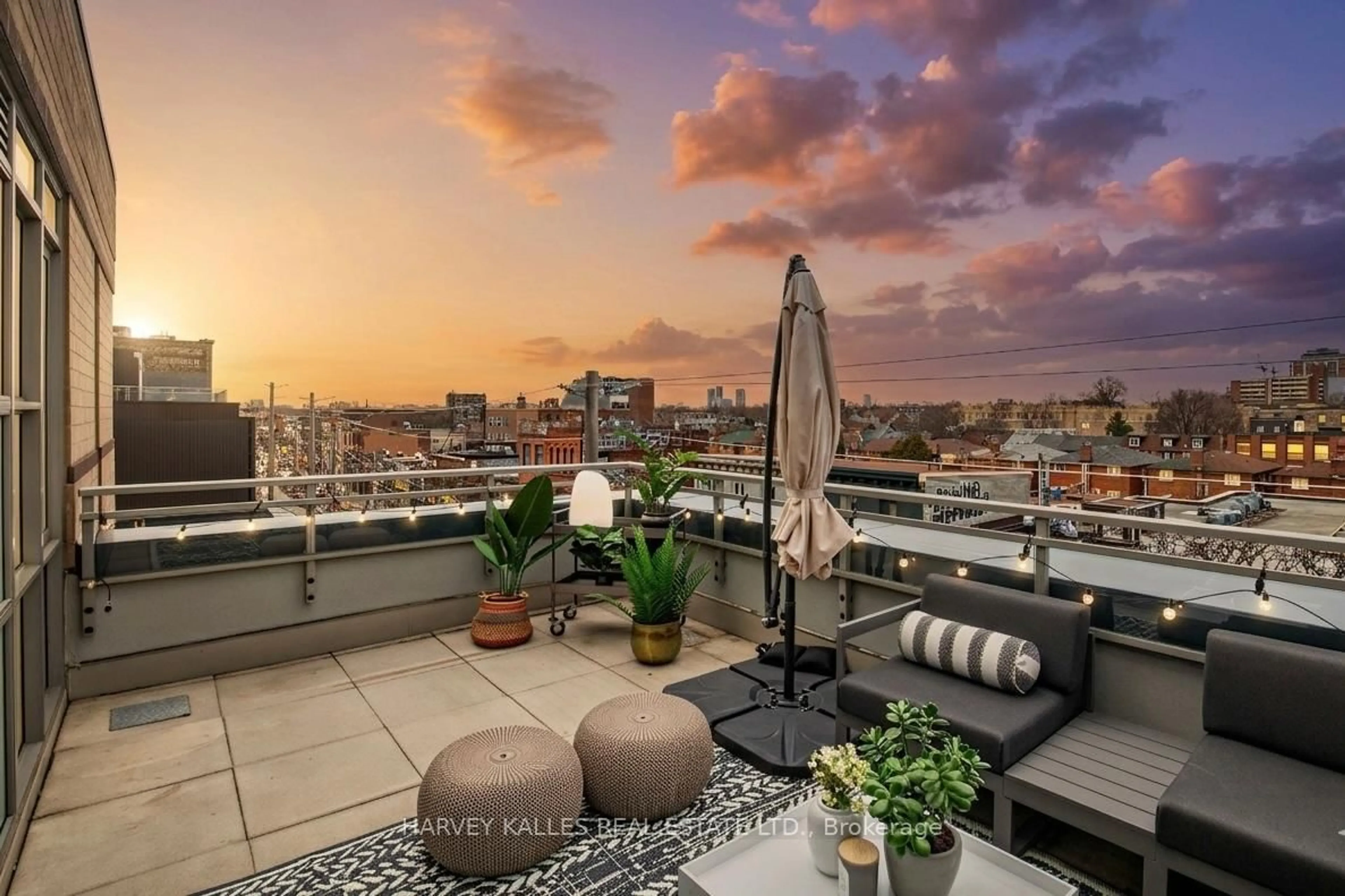 Patio, city buildings view from balcony for 156 Portland St #301, Toronto Ontario M5V 0G1