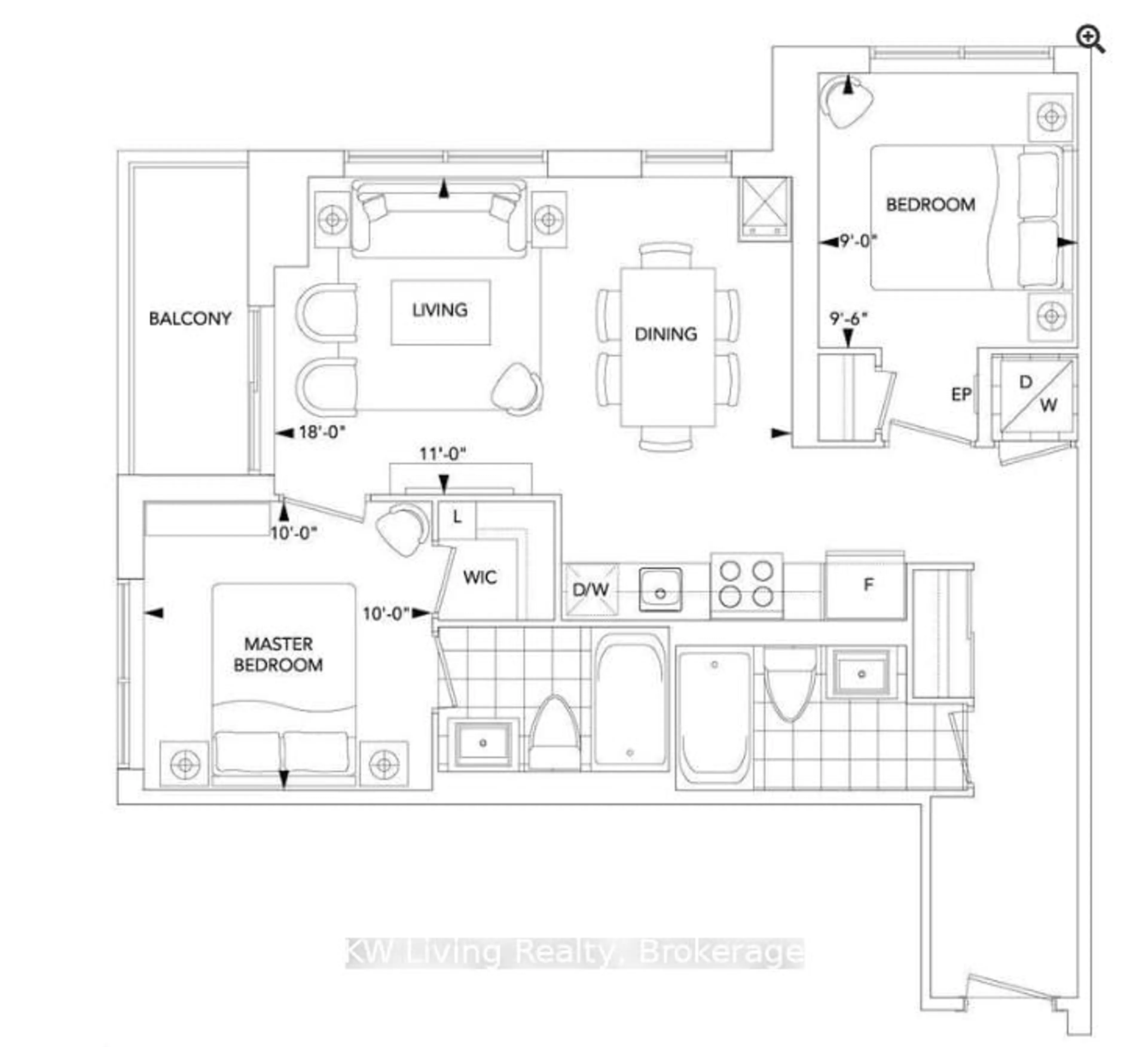 Floor plan for 18 Graydon Hall Dr #1109, Toronto Ontario M3A 0A4