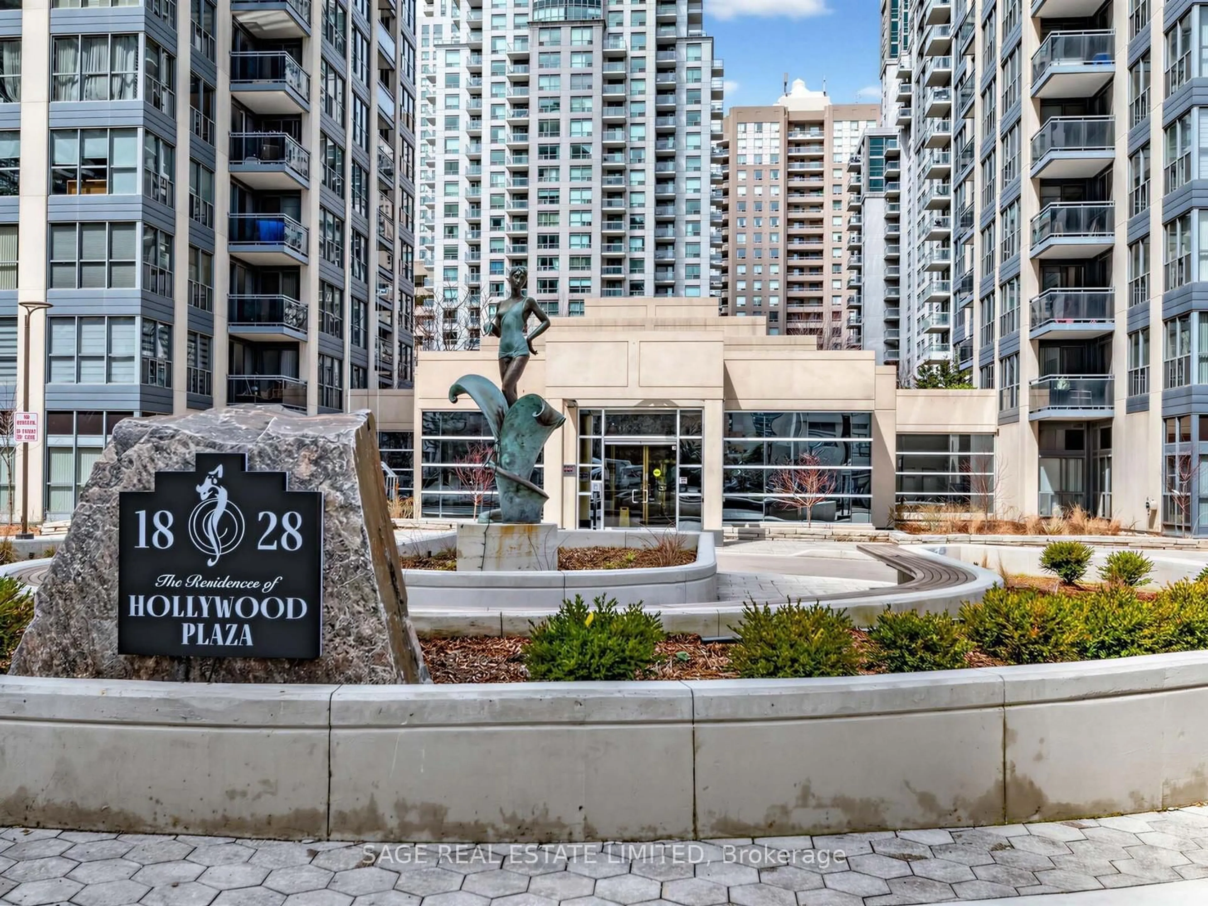 Patio, city buildings view from balcony for 18 Hollywood Ave #1001, Toronto Ontario M2N 6P5