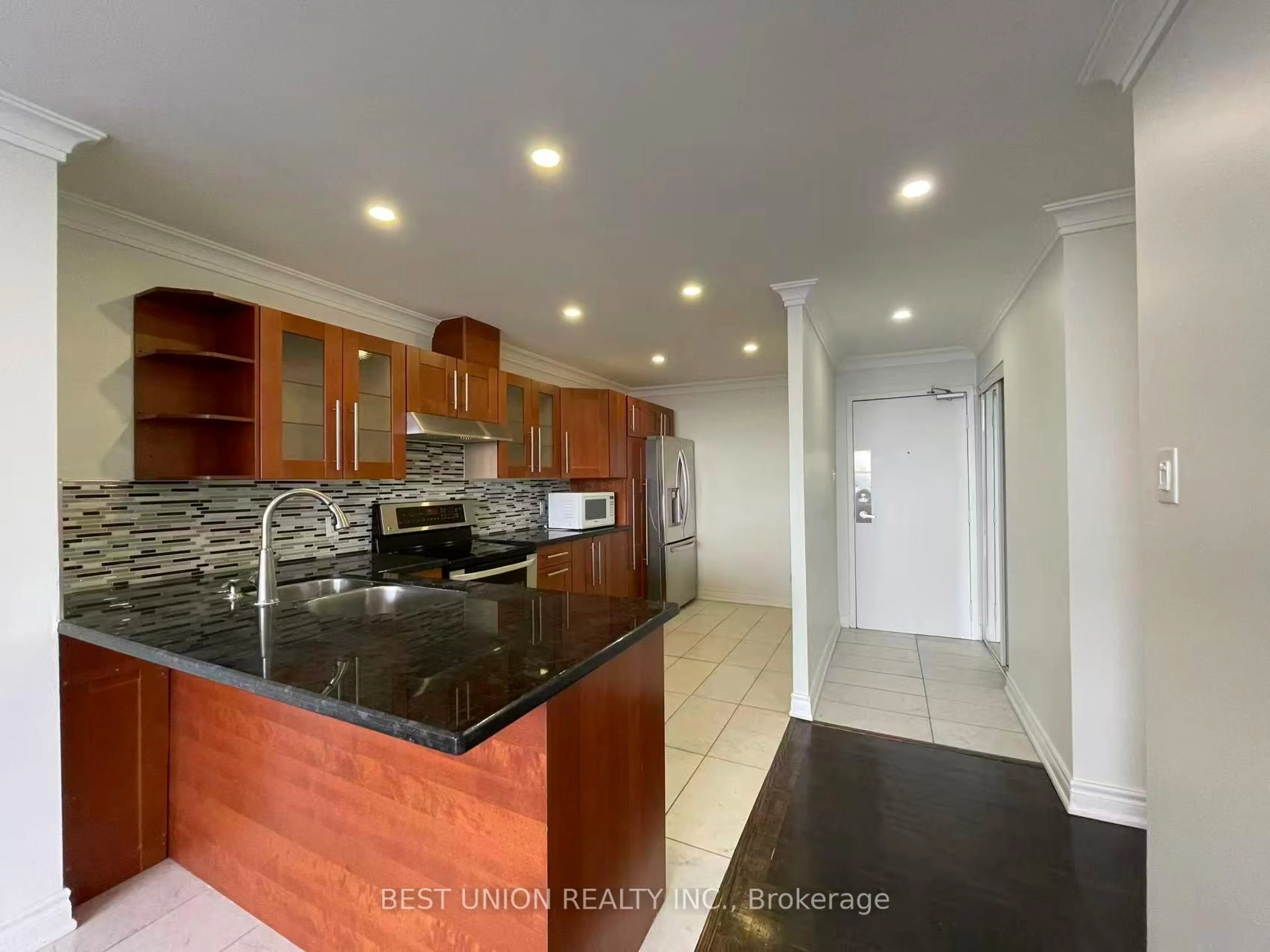 Open concept kitchen, ceramic/tile floor for 45 Sunrise Ave #1705, Toronto Ontario M4A 2S3