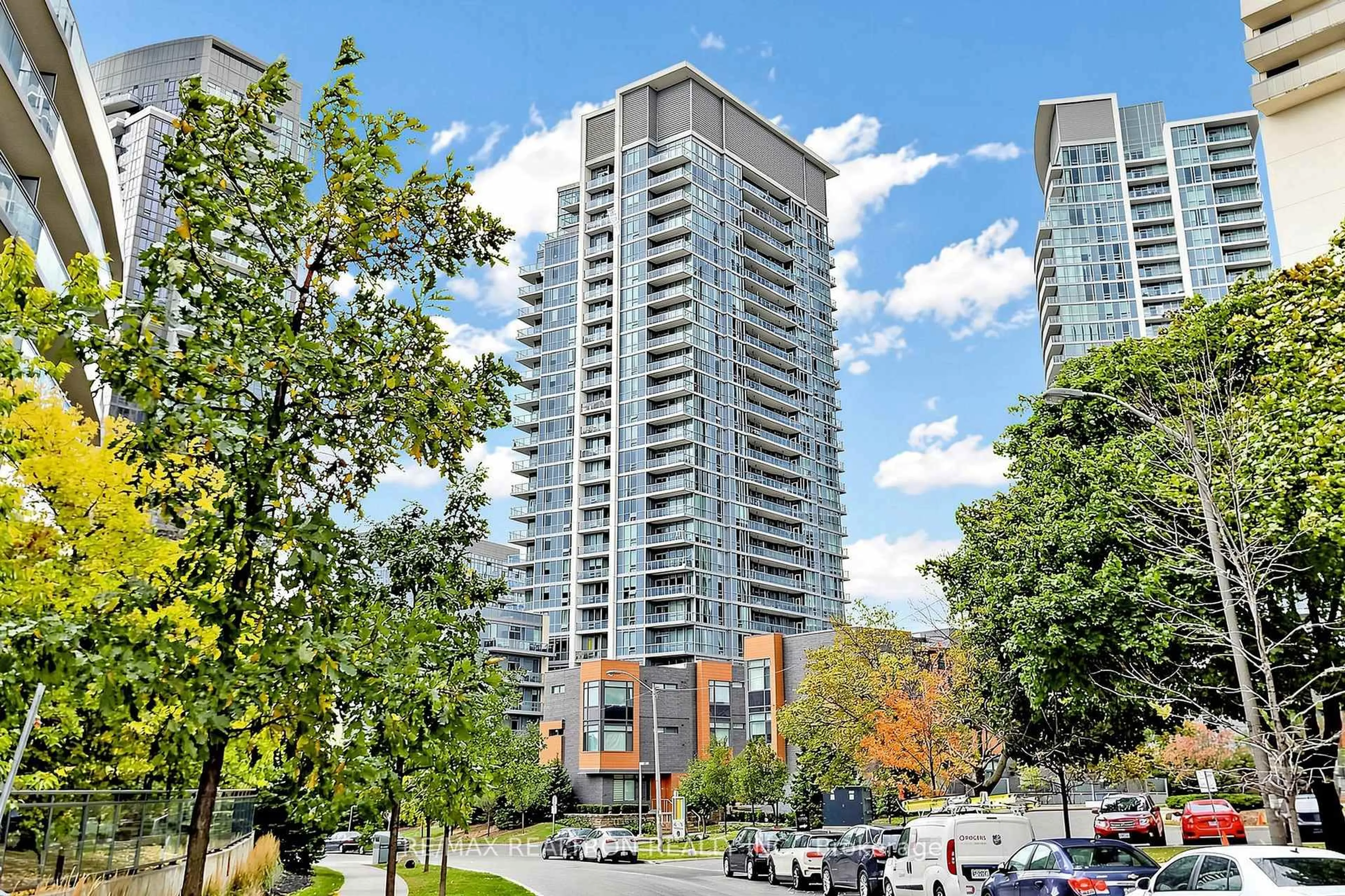 Patio, city buildings view from balcony for 62 Forest Manor Rd #606, Toronto Ontario M2J 1M6